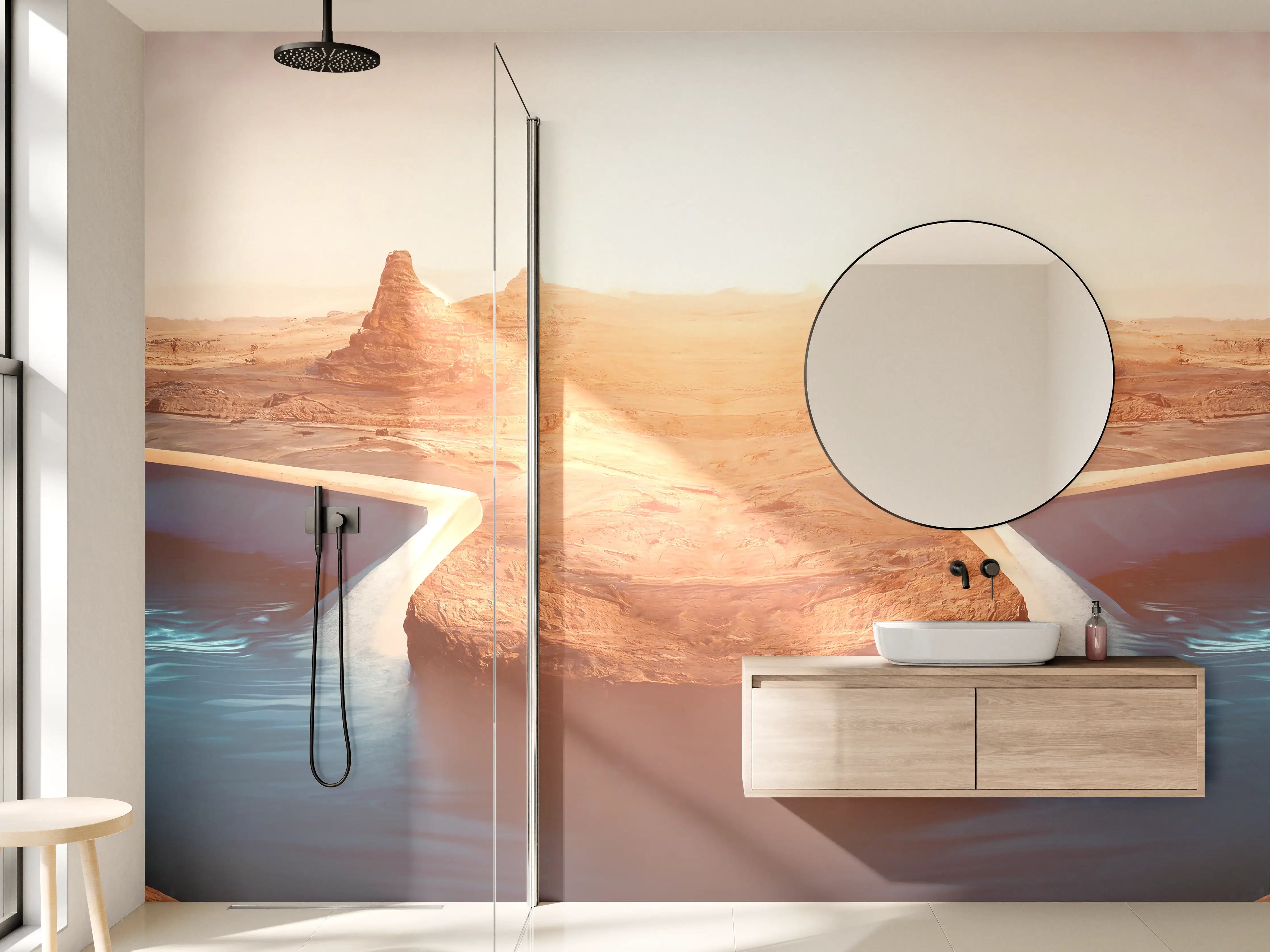 Wandverkleidung Bad - Afrikanische Wüste - Abendlich