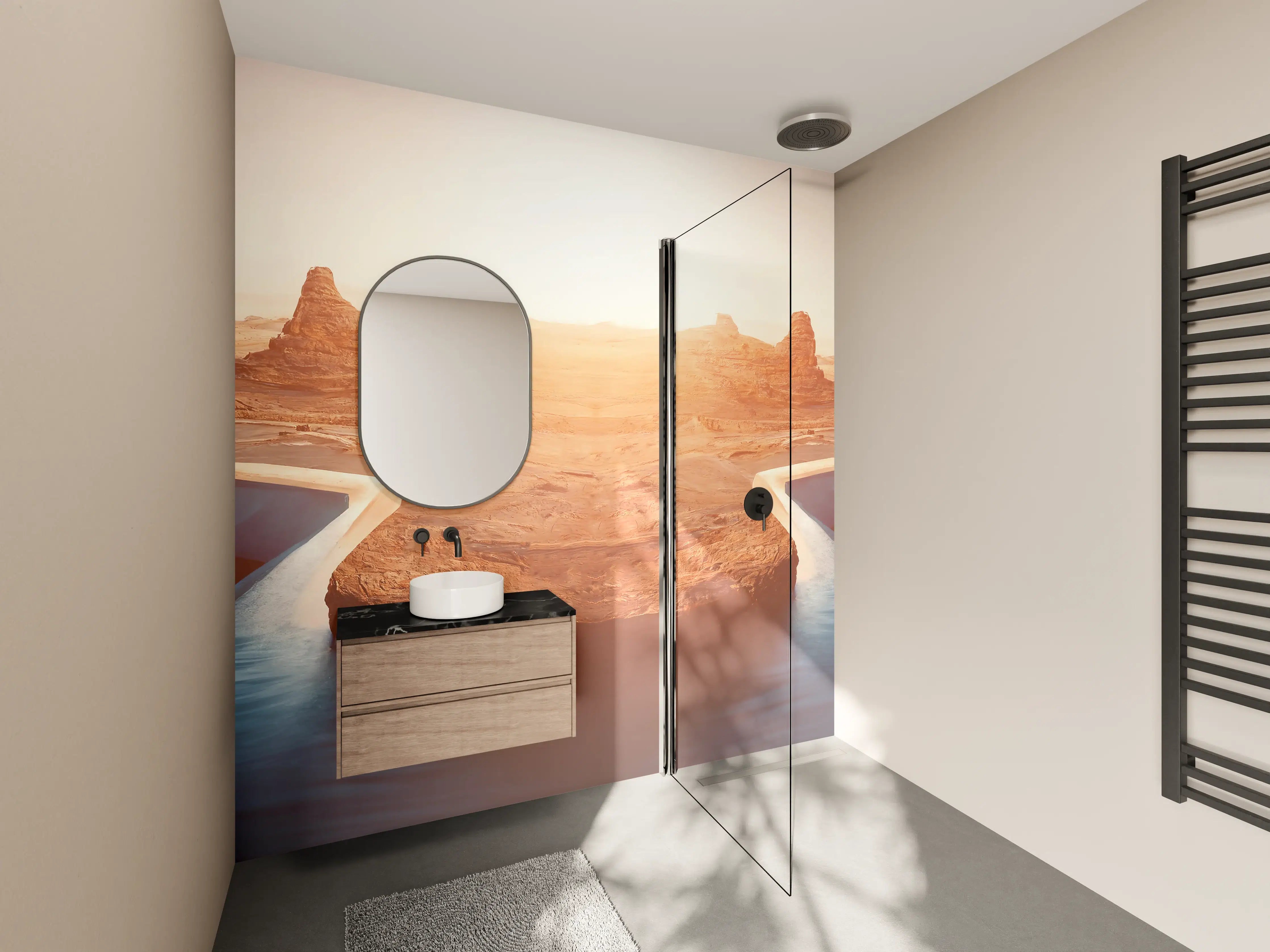 Wandverkleidung Bad - Afrikanische Wüste - Abendlich