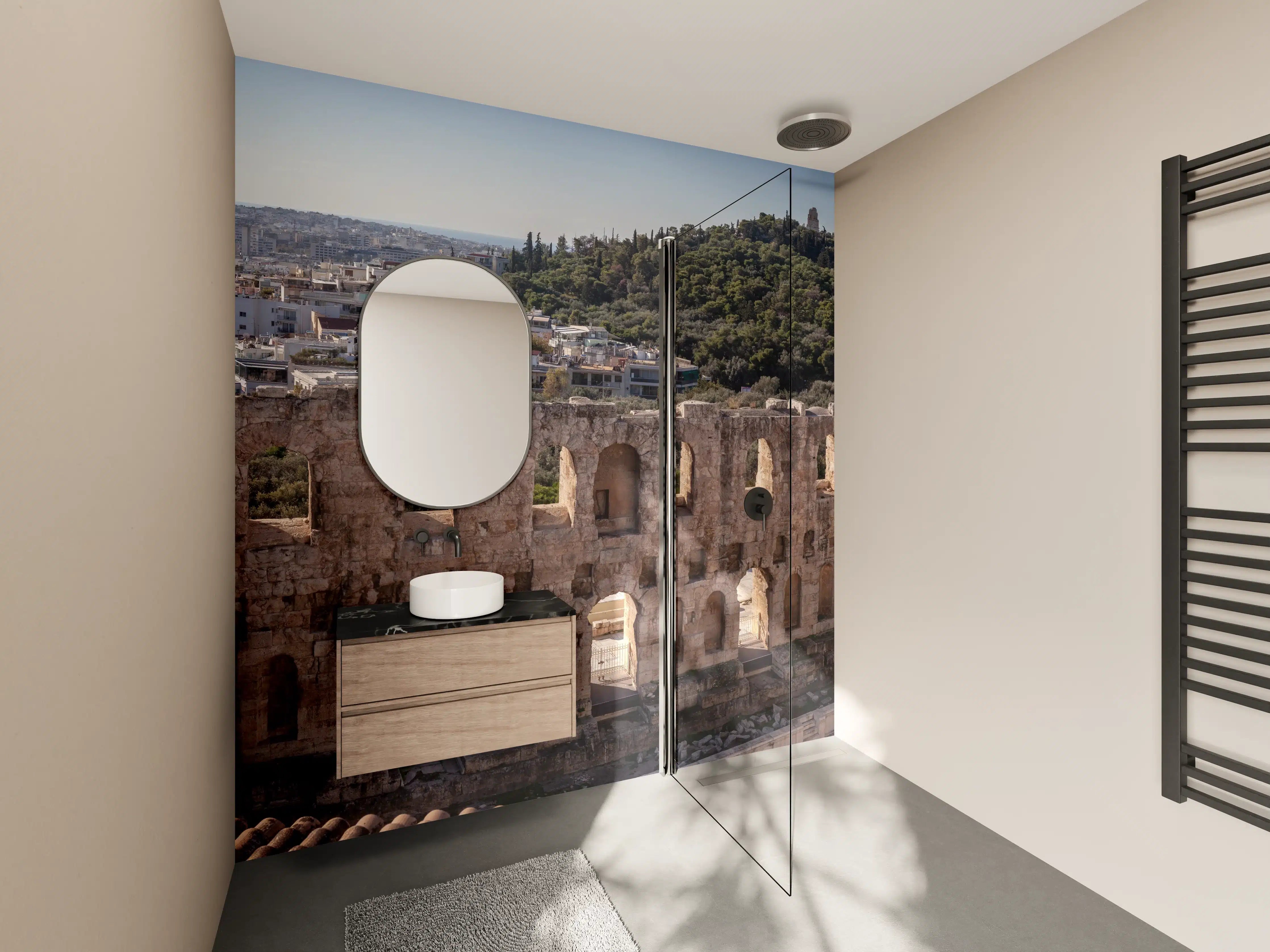 Wandverkleidung Bad - Akropolis Amphitheater Athen Panorama