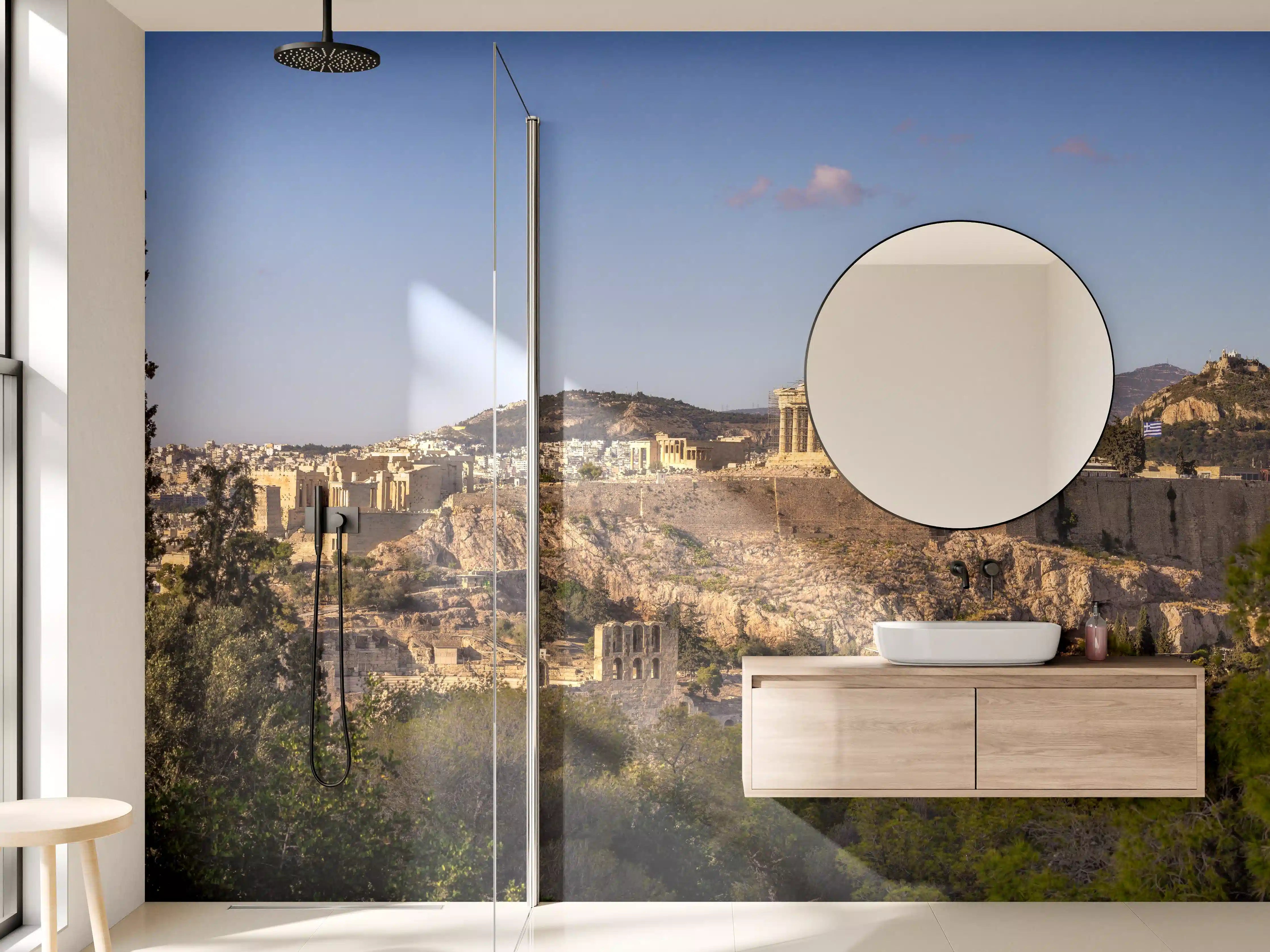 Wandverkleidung Bad - Akropolis Panorama Beige-Blau