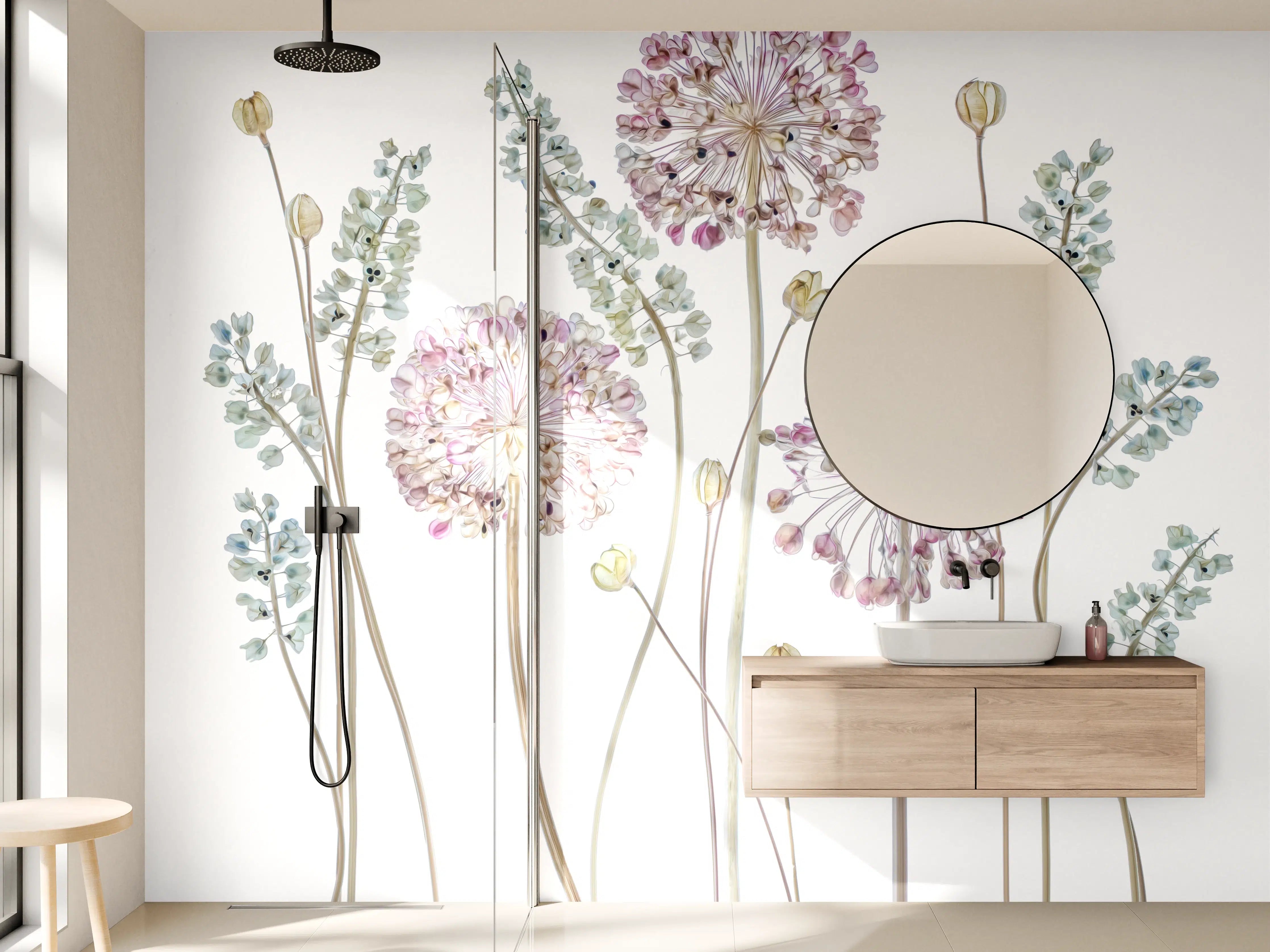 Wandverkleidung Bad - Allium Pflanzen - Floral