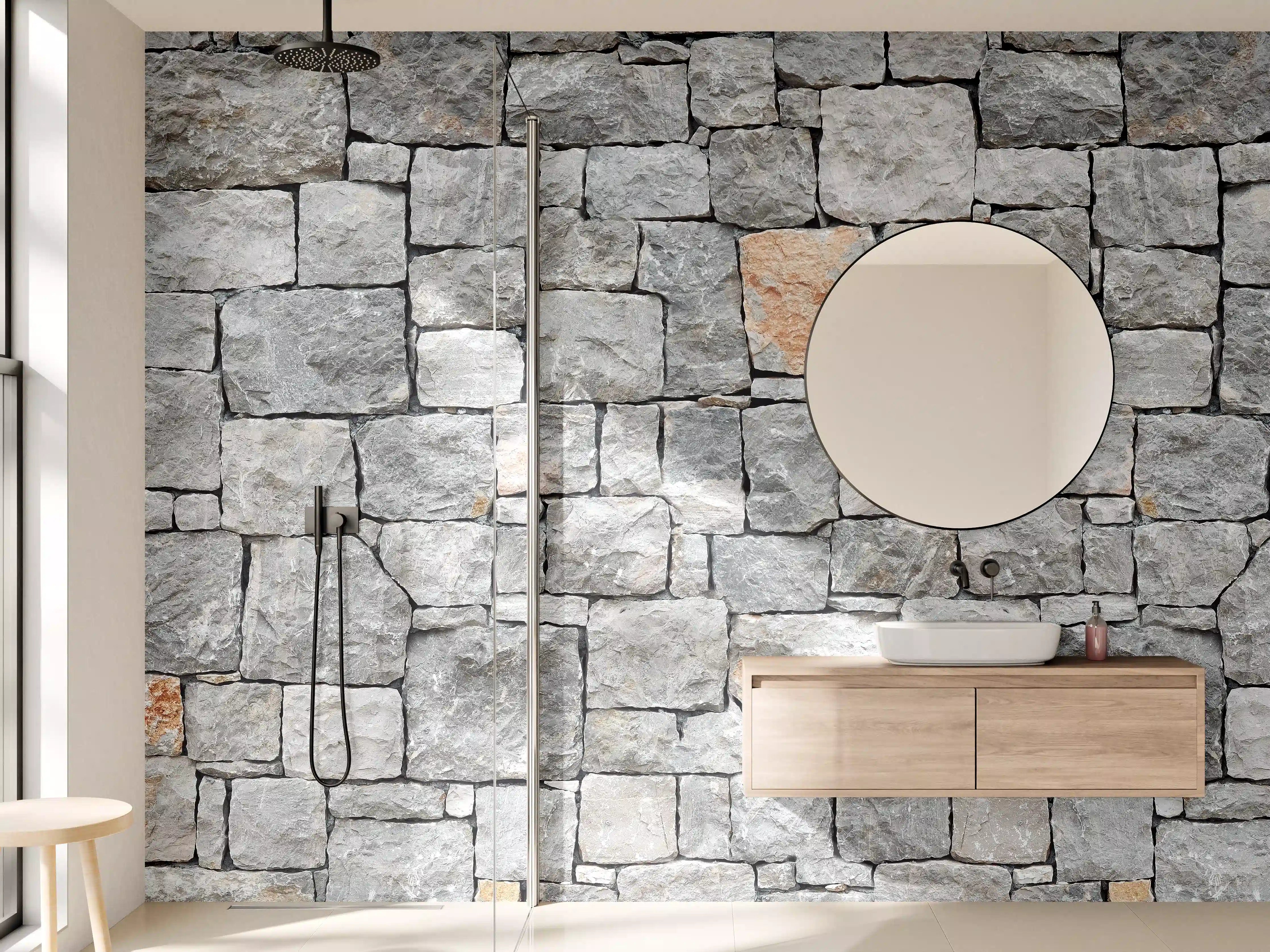 Wandverkleidung Bad - Alte Graue Steinwand