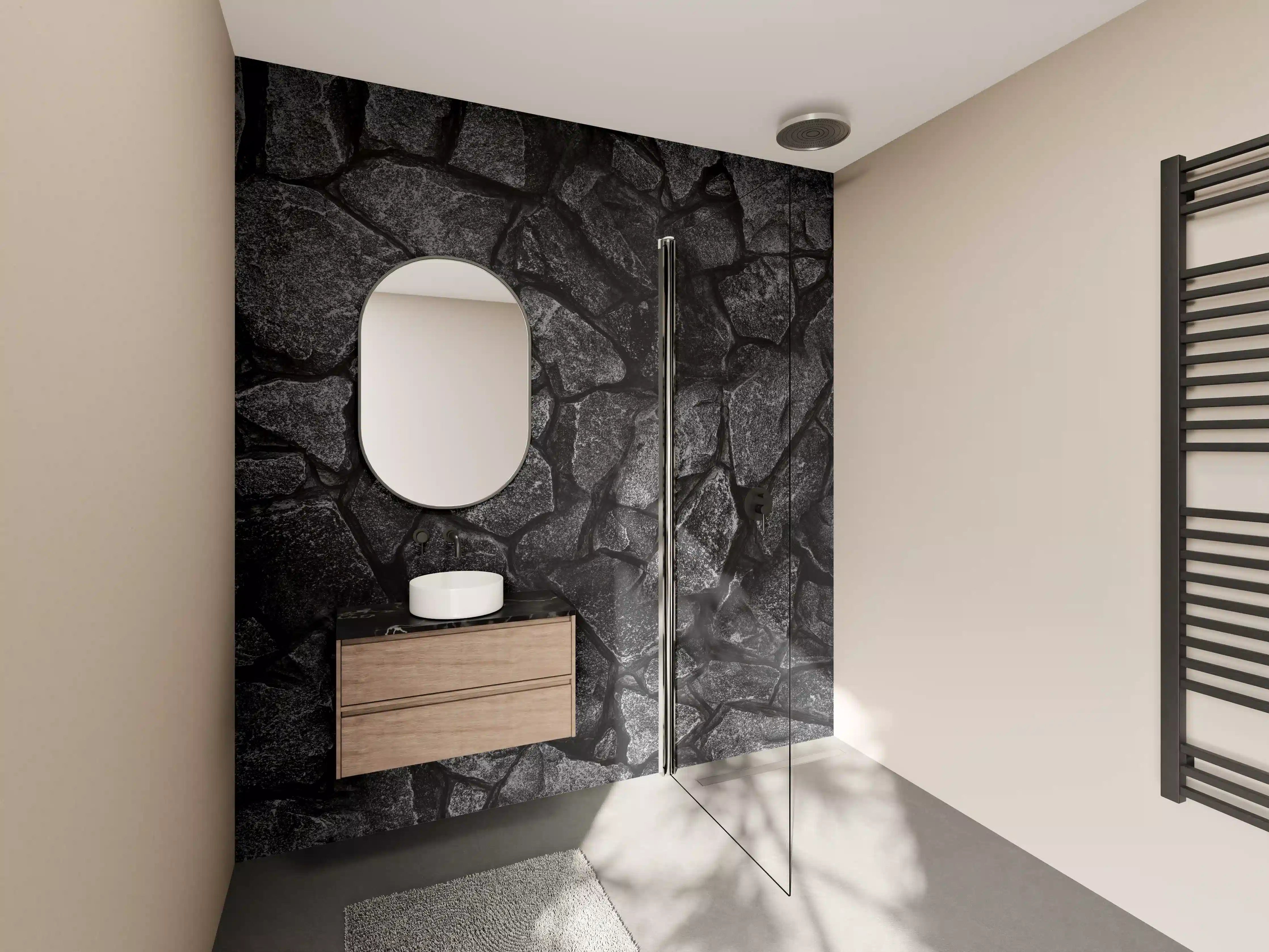 Wandverkleidung Bad - Alte Steinmauer - Hintergrund