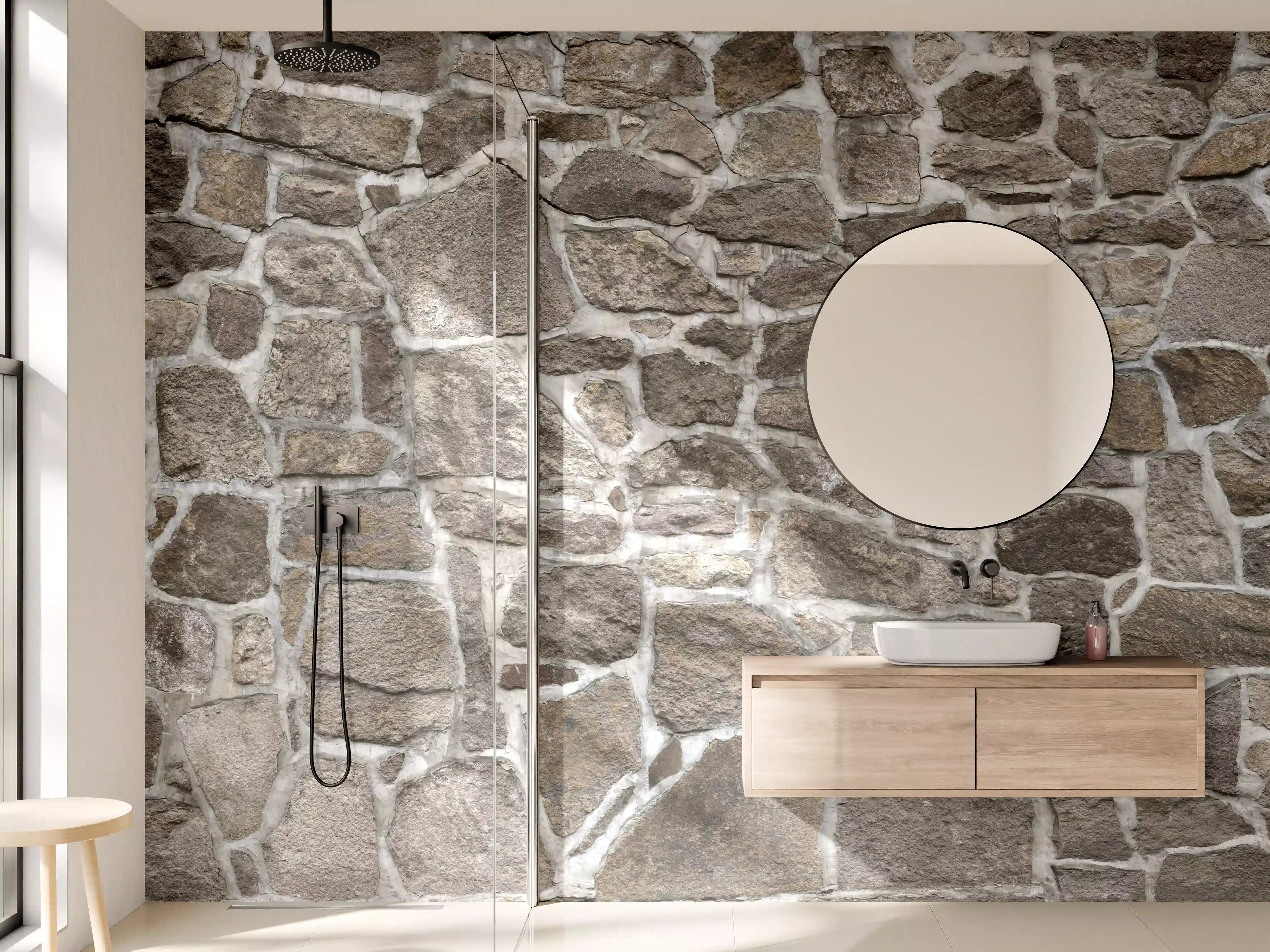 Wandverkleidung Bad - Alte Steinmauer