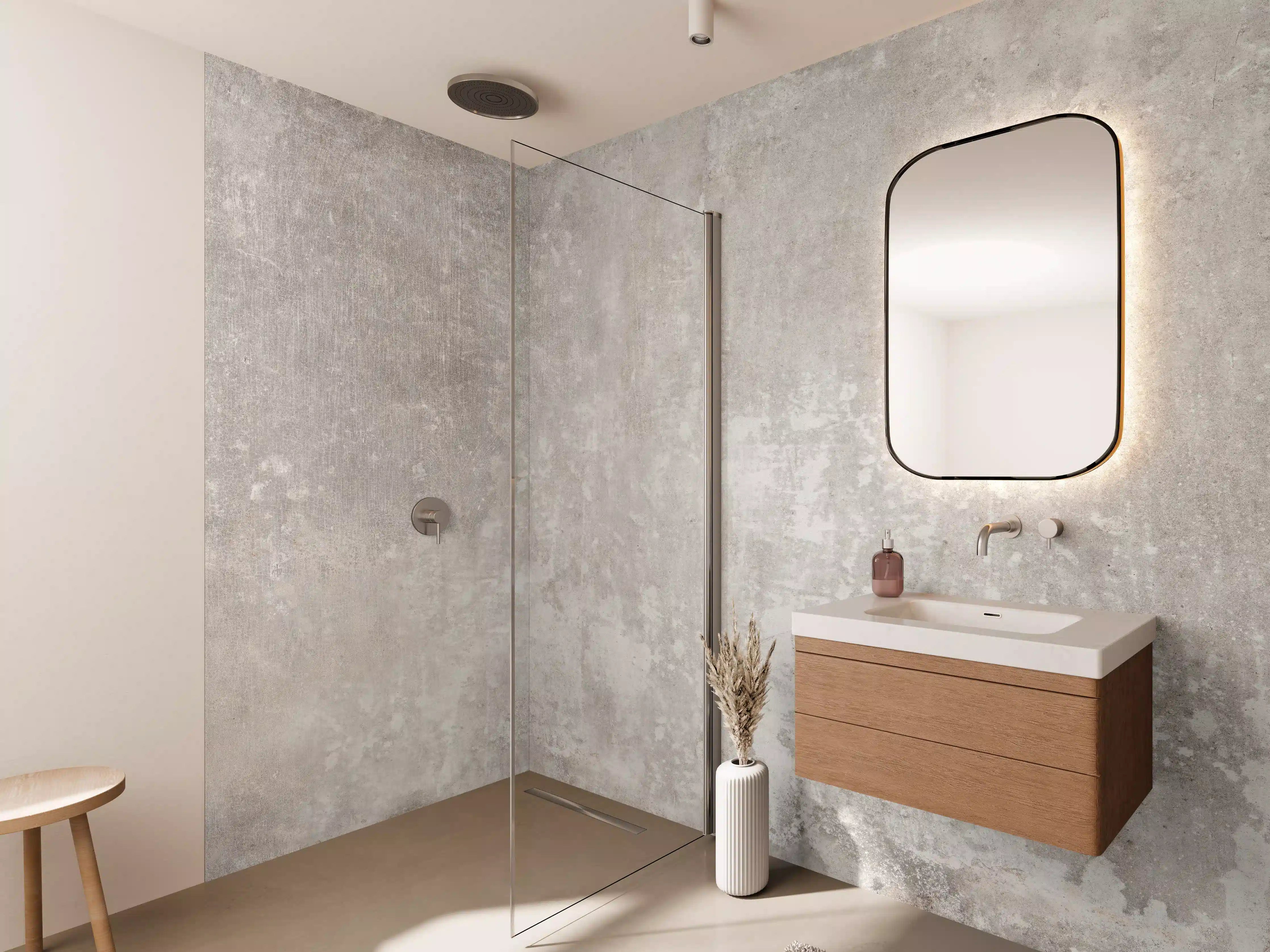 Wandverkleidung Bad - Alte Zementwandstruktur