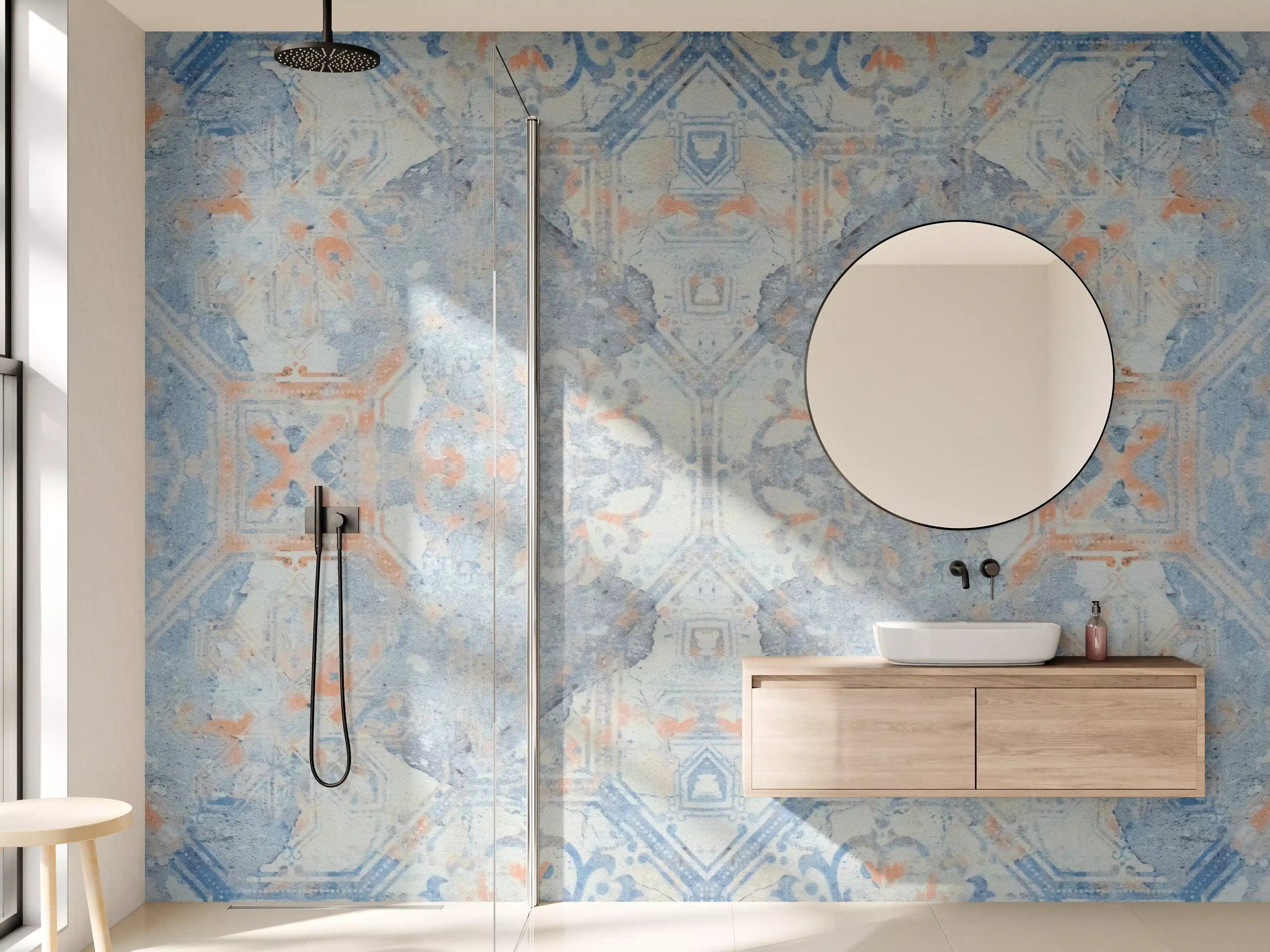 Wandverkleidung Bad - Alte blaue Vintage Fliesen