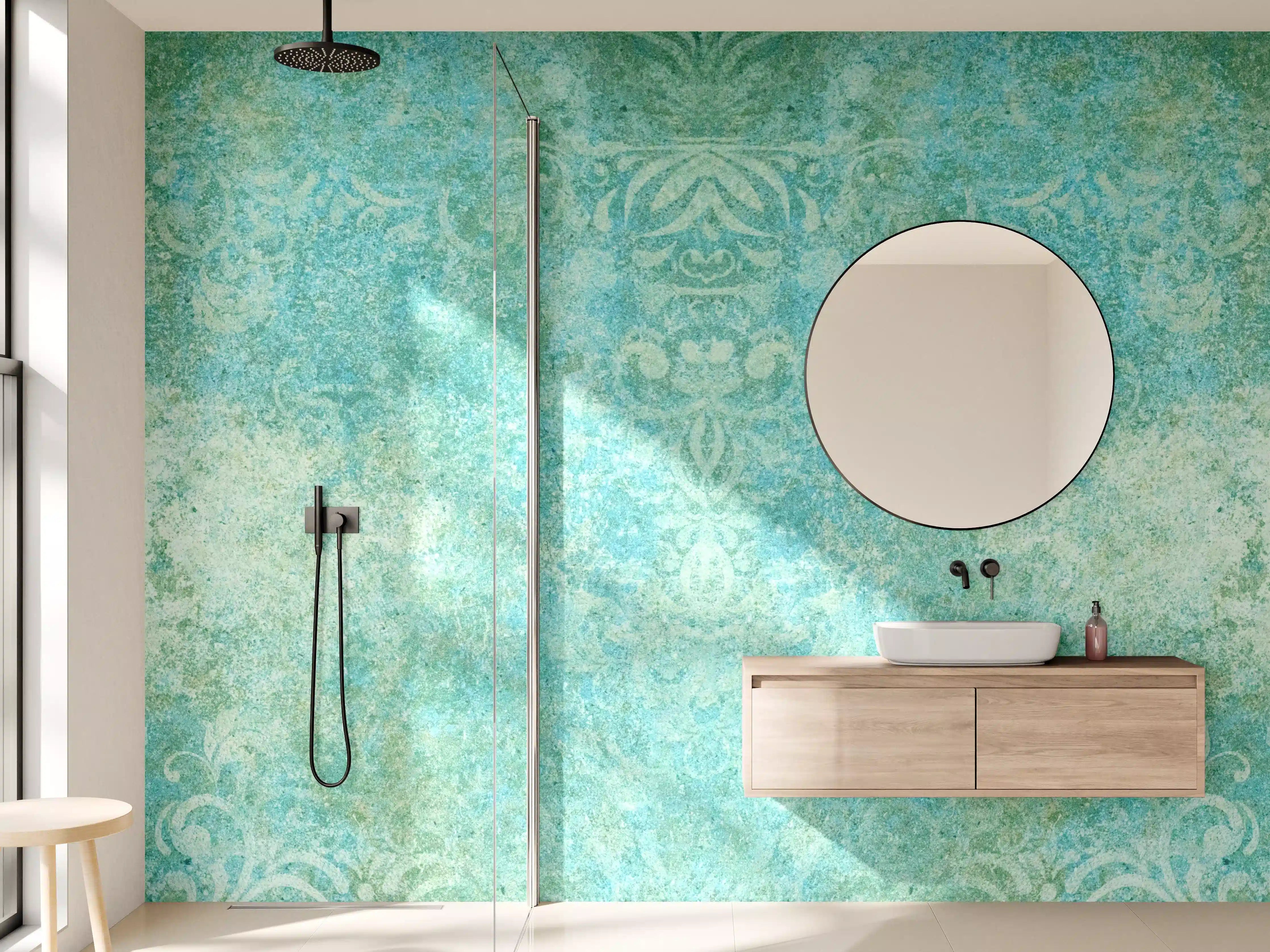 Wandverkleidung Bad - Alte blaugrüne Vintage-Fliesen