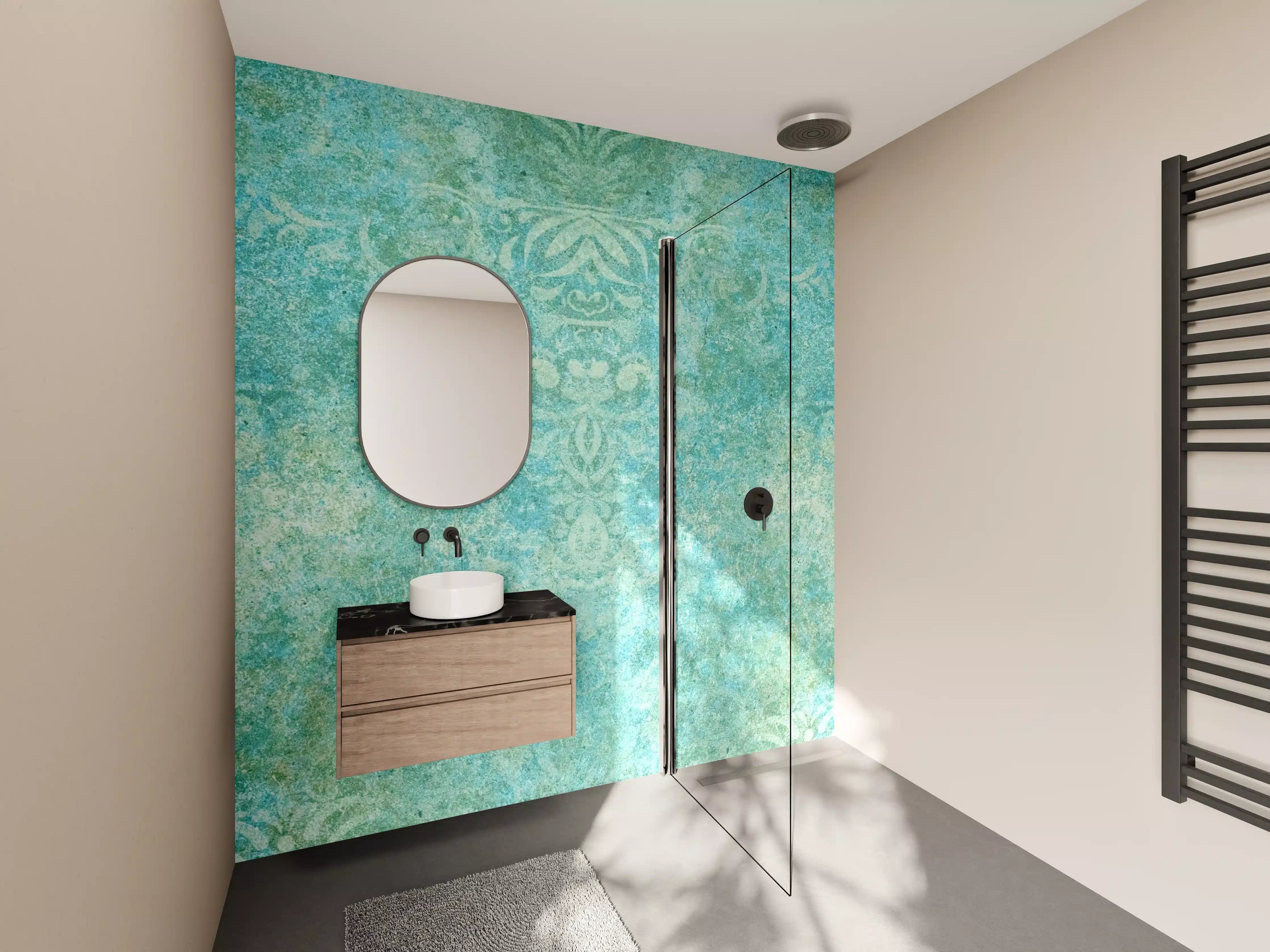 Wandverkleidung Bad - Alte blaugrüne Vintage-Fliesen