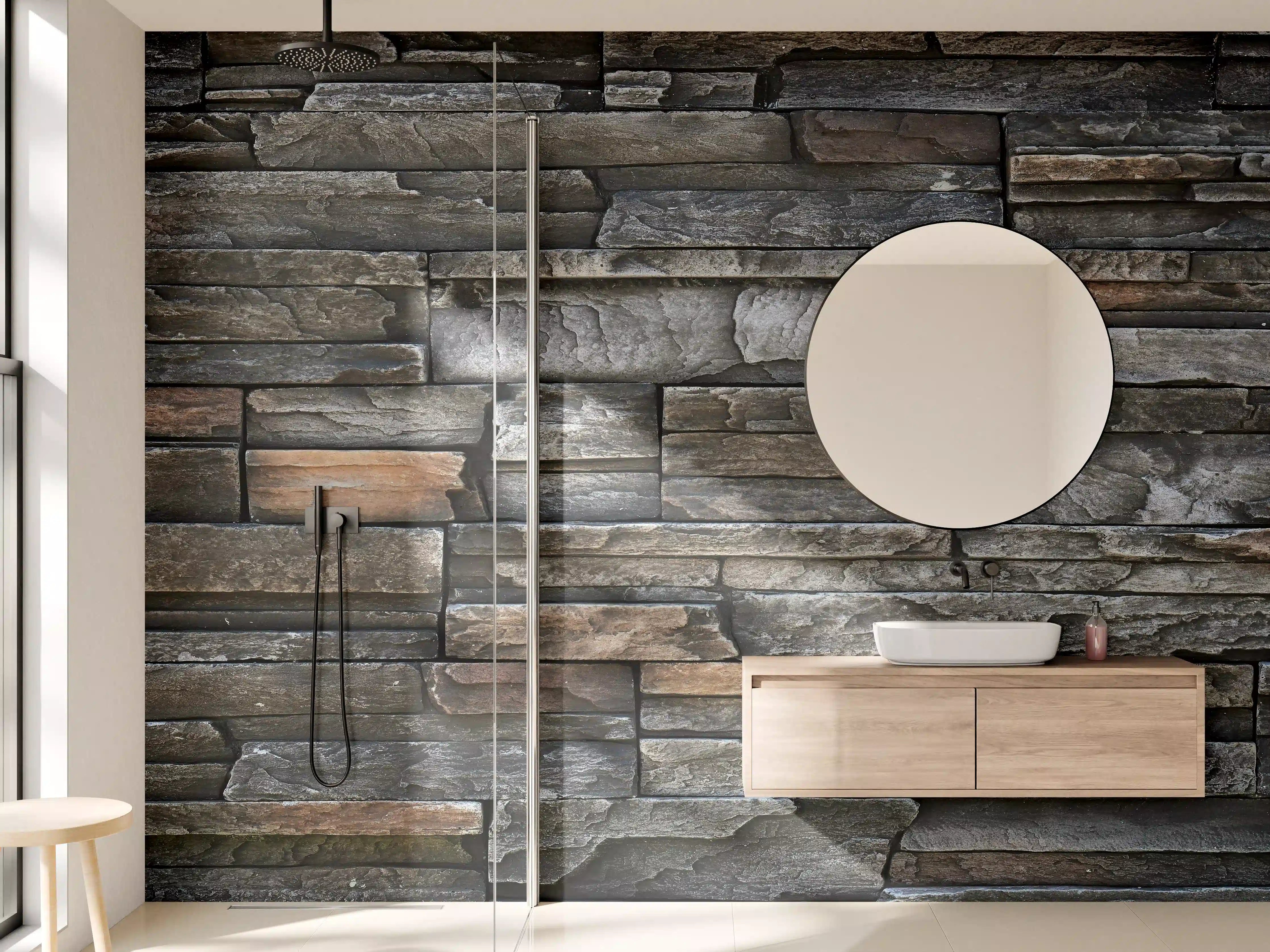 Wandverkleidung Bad - Alte dunkle Steinwand Textur