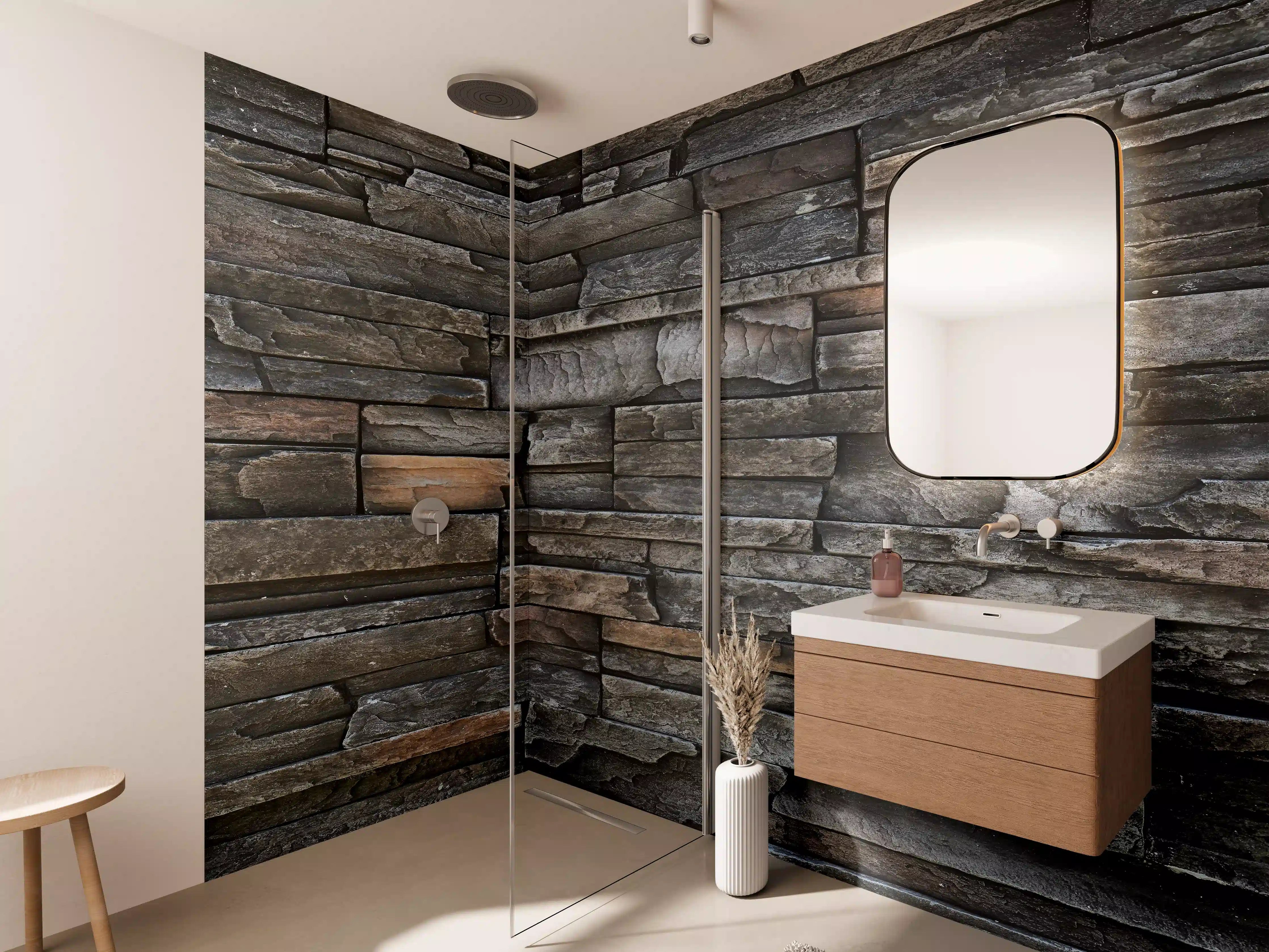 Wandverkleidung Bad - Alte dunkle Steinwand Textur