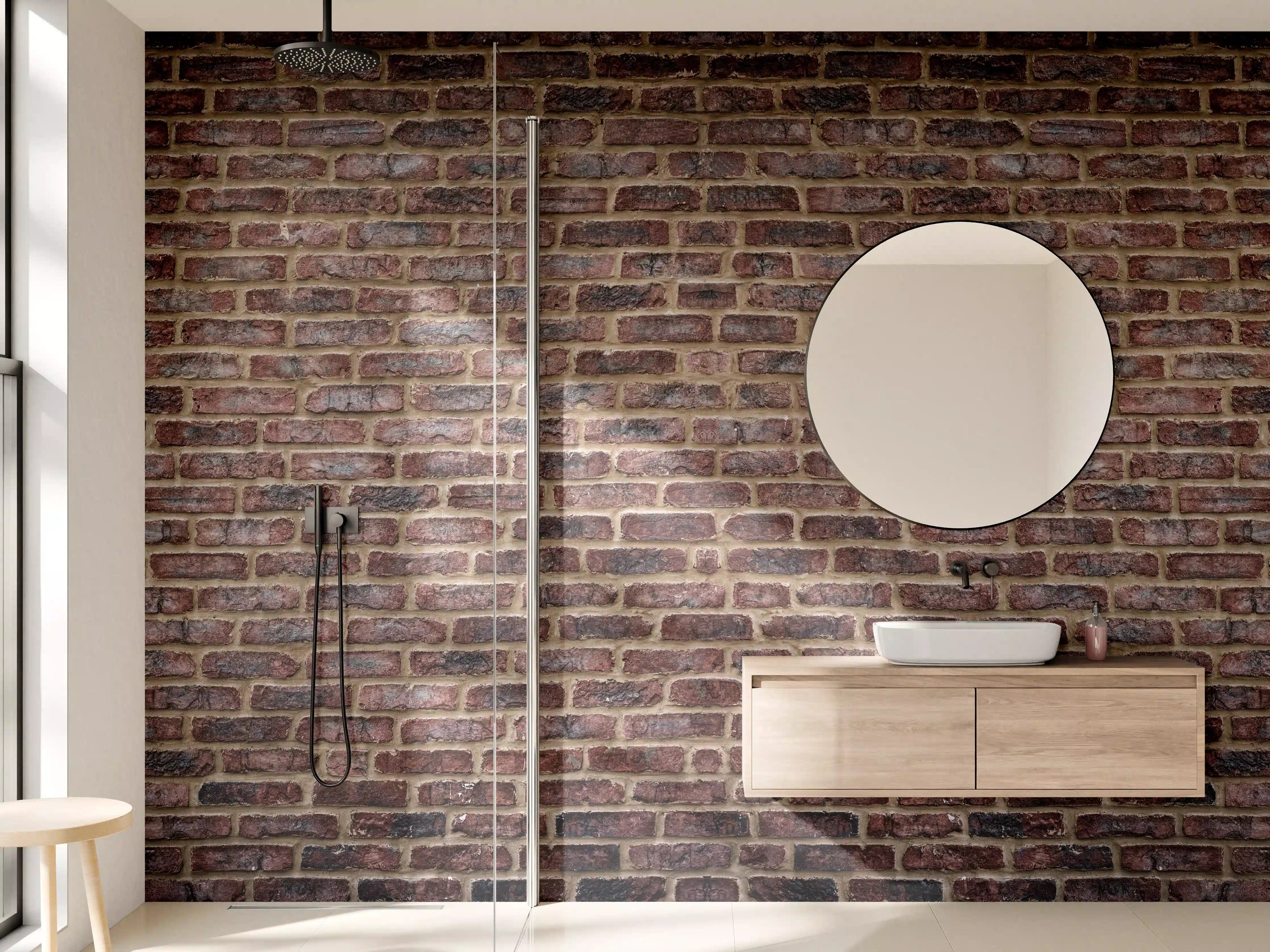 Wandverkleidung Bad - Alte rötliche Ziegelwand