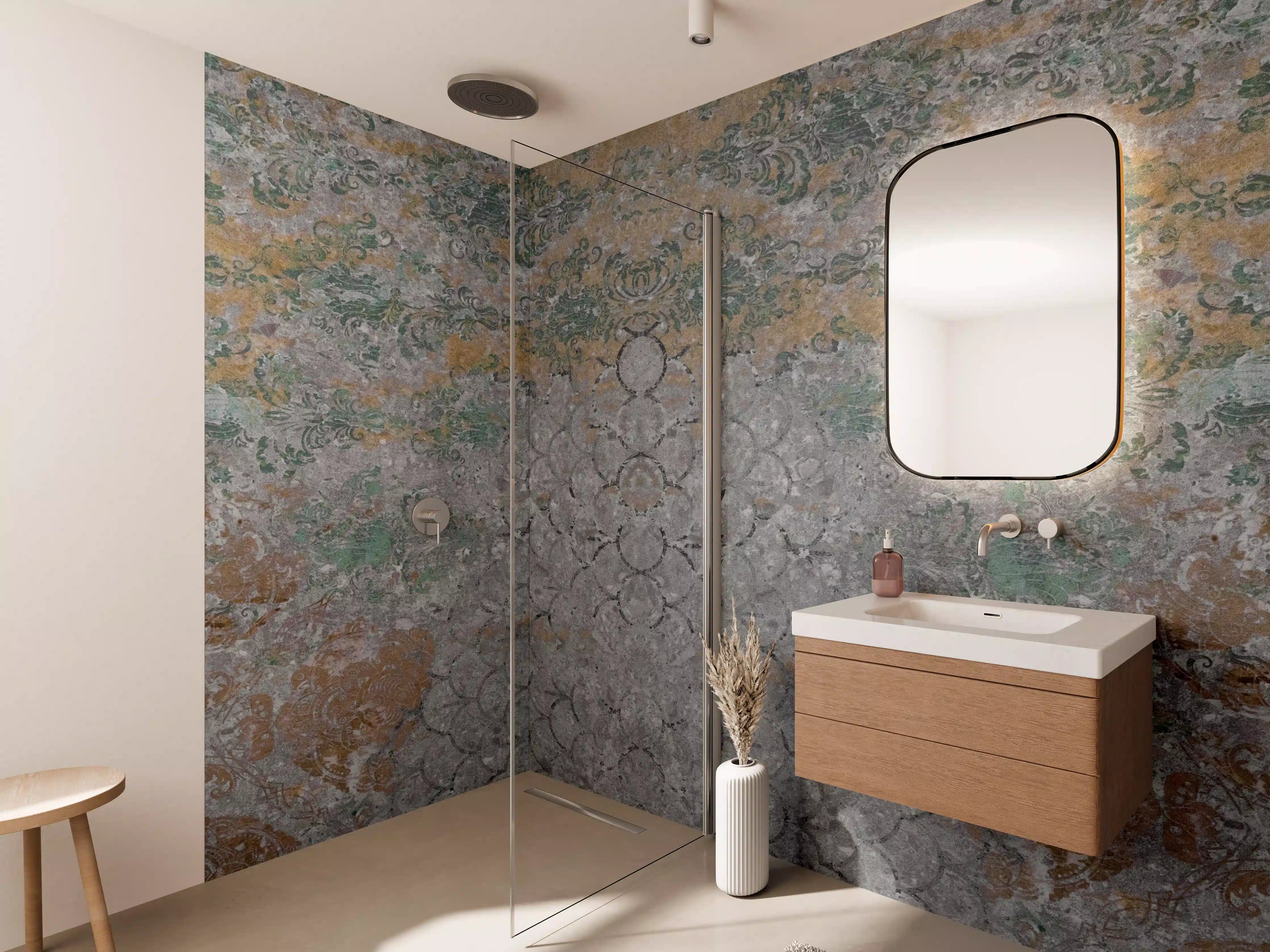 Wandverkleidung Bad - Alte shabby Patchwork Motiv