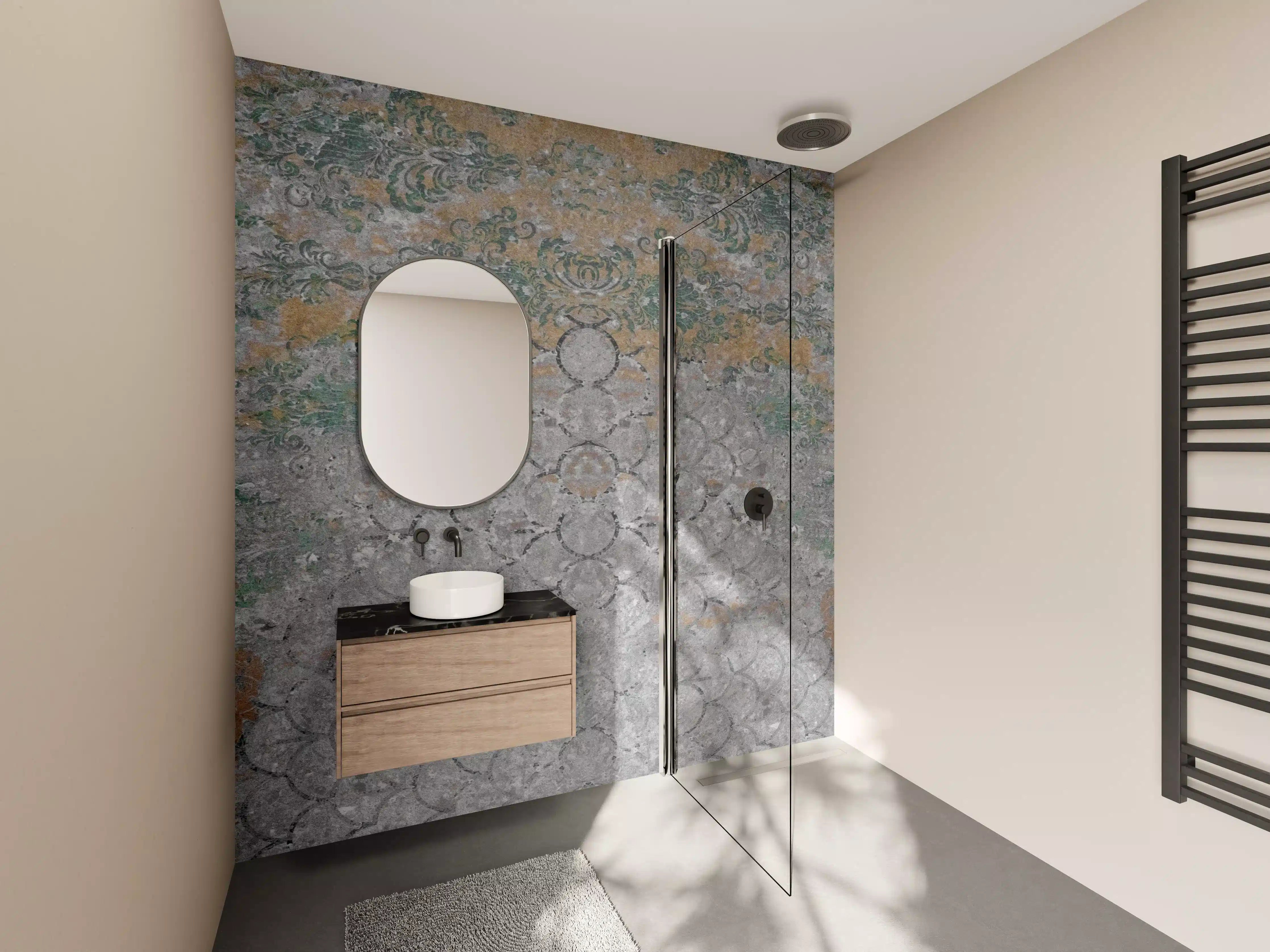 Wandverkleidung Bad - Alte shabby Patchwork Motiv