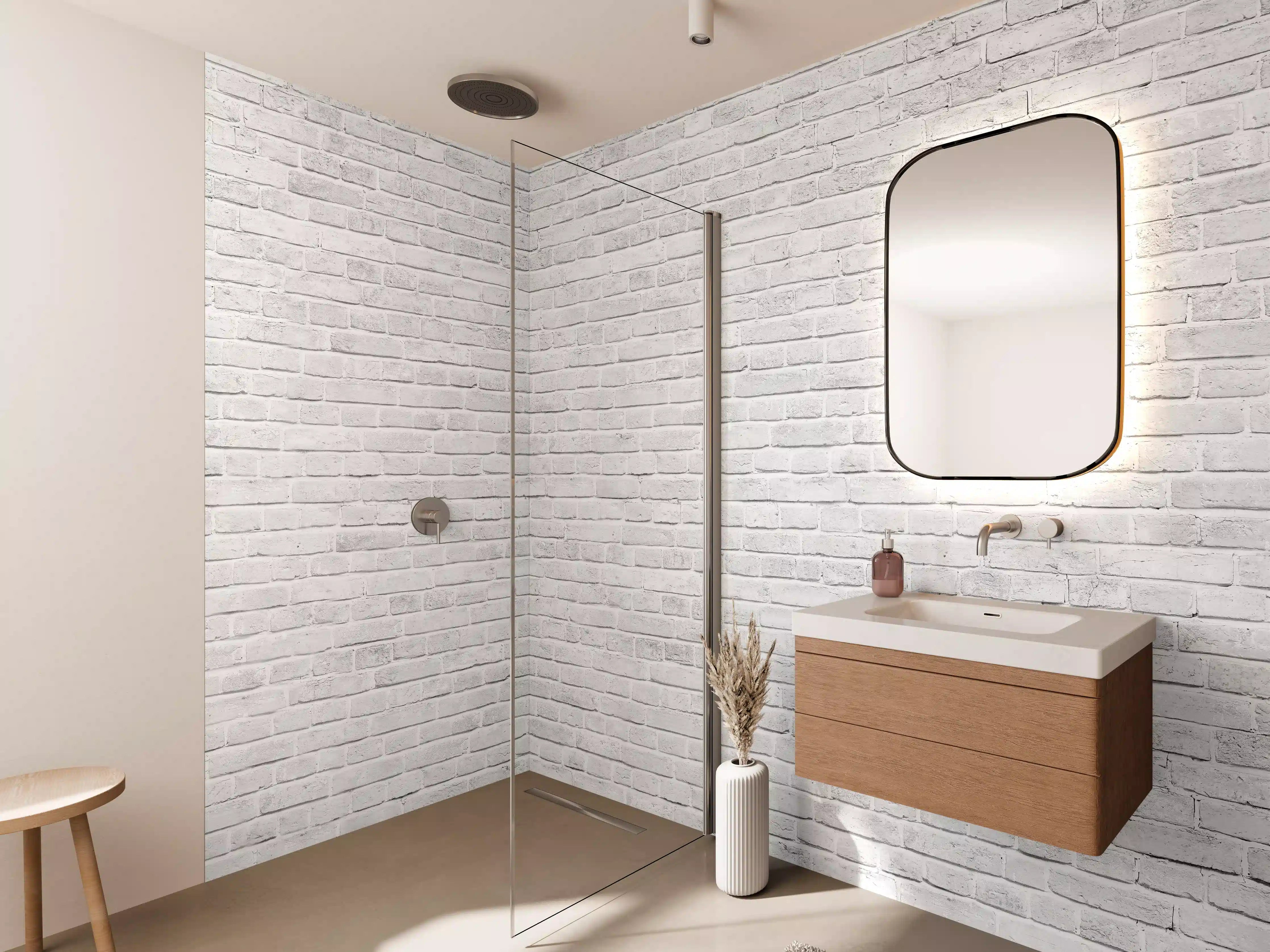 Wandverkleidung Bad - Alte weiße Backsteinmauer