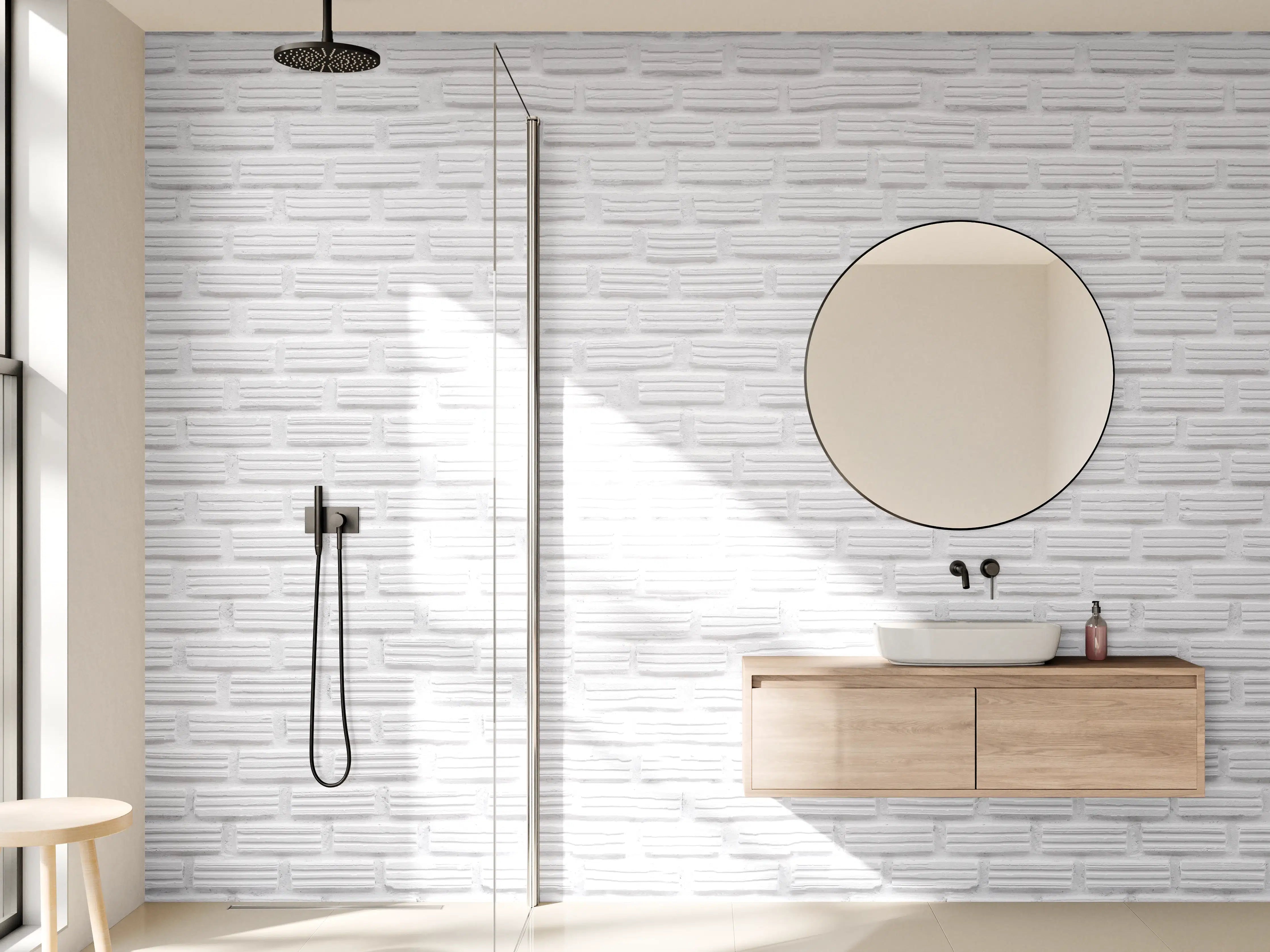 Wandverkleidung Bad - Alte weiße Ziegelwand Textur