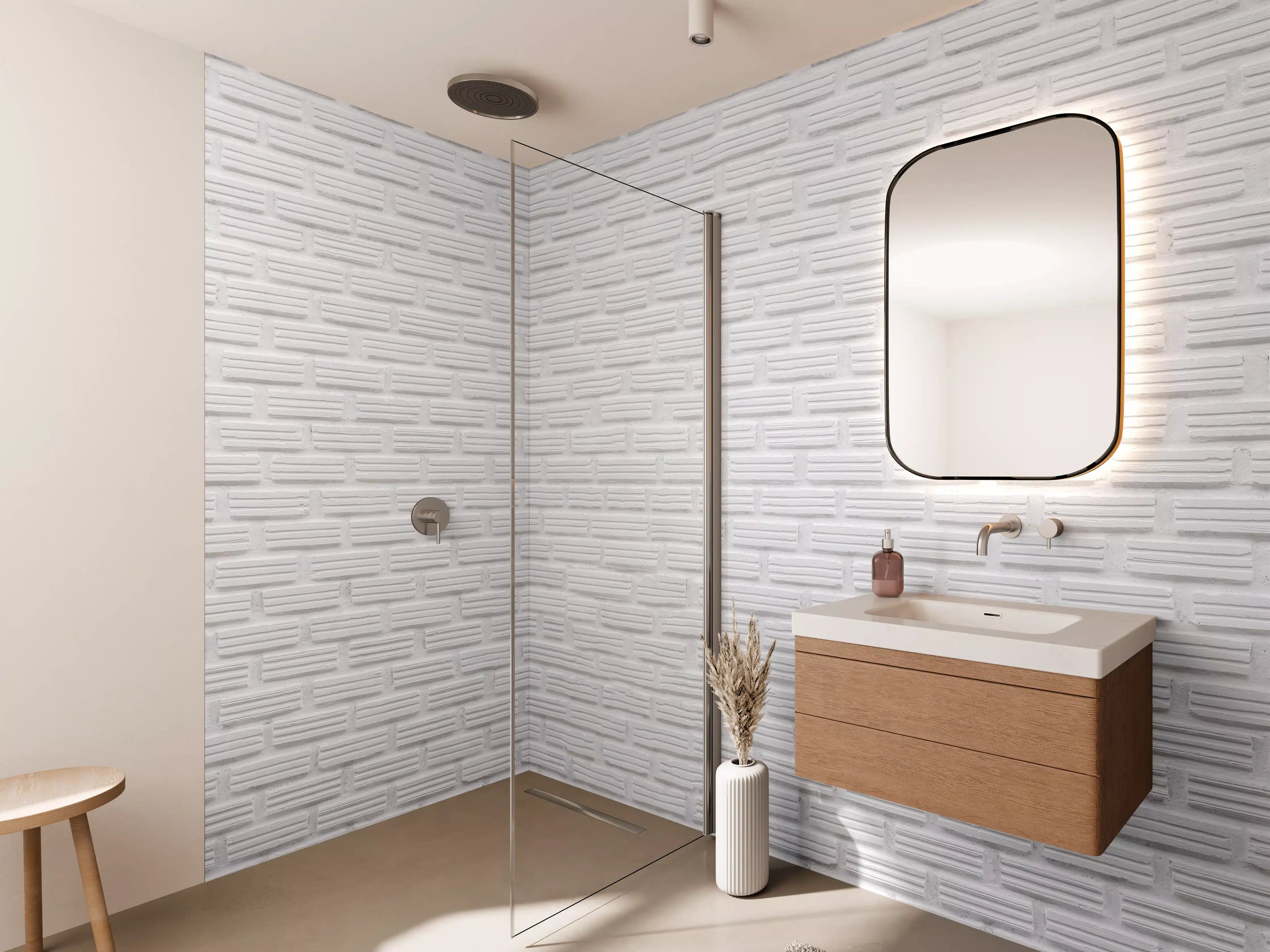 Wandverkleidung Bad - Alte weiße Ziegelwand Textur