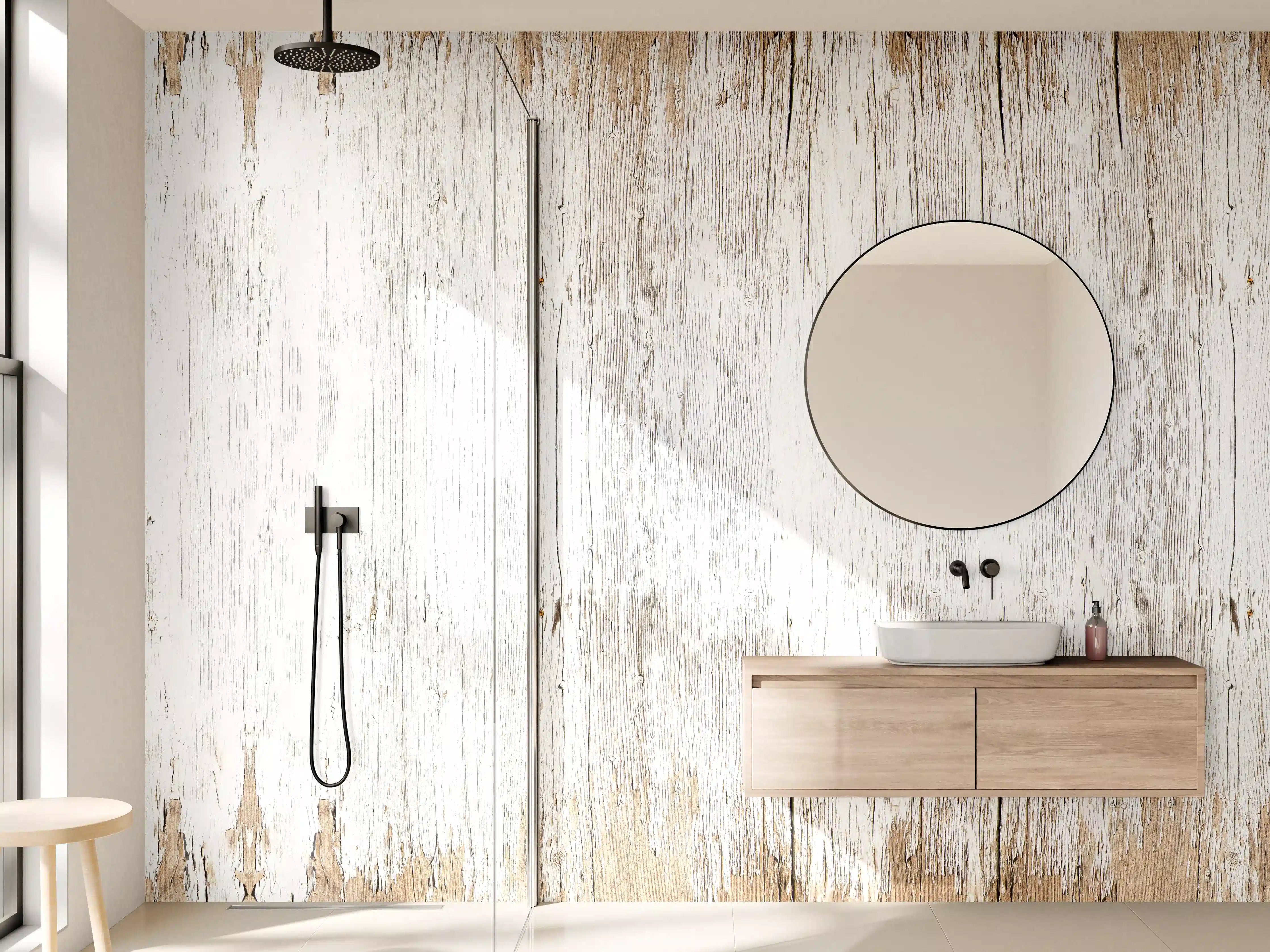 Wandverkleidung Bad - Alte weiße lackierte Holzstruktur