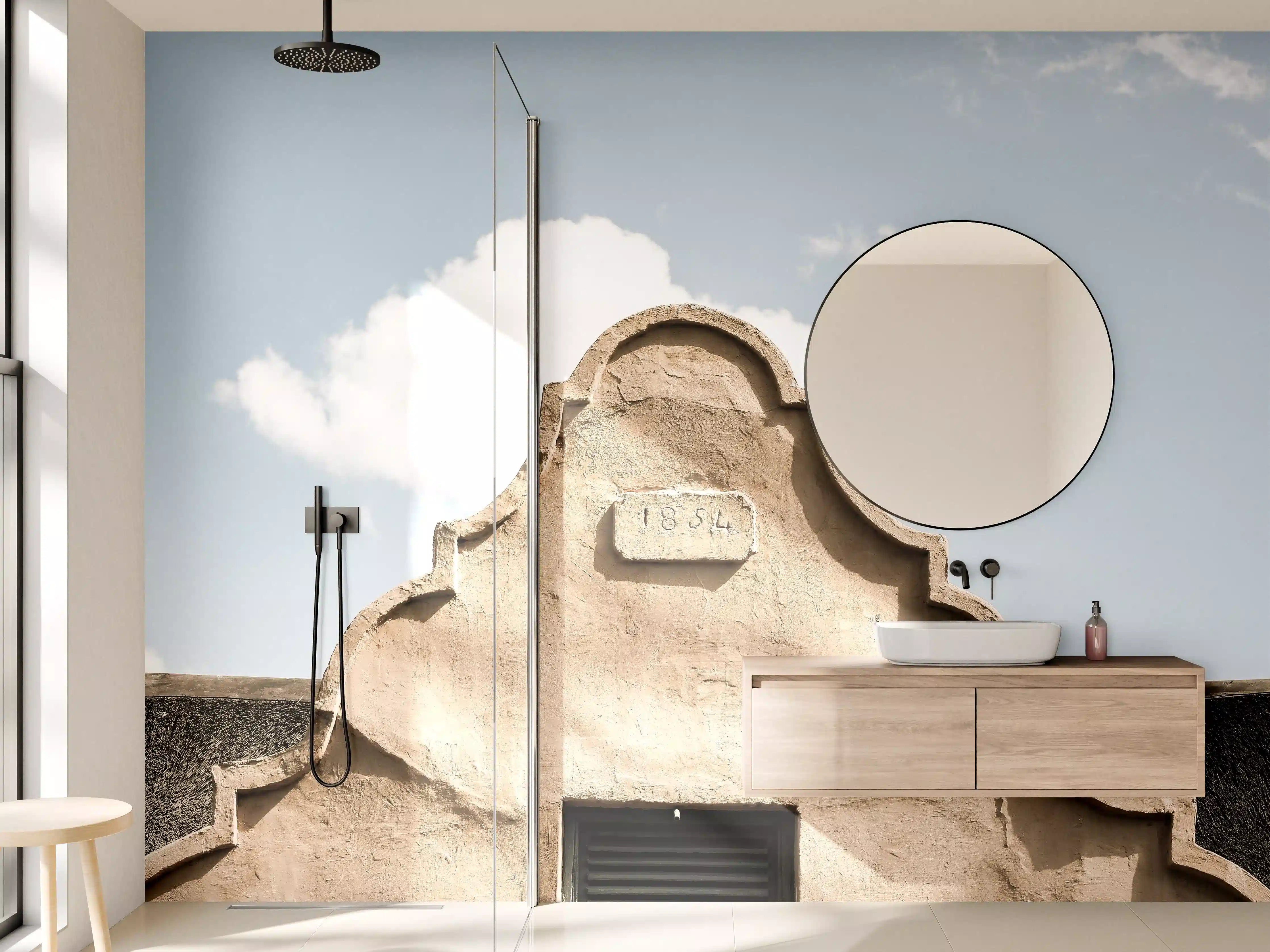 Wandverkleidung Bad - Alter Fachwerkbau mit Schindeldach