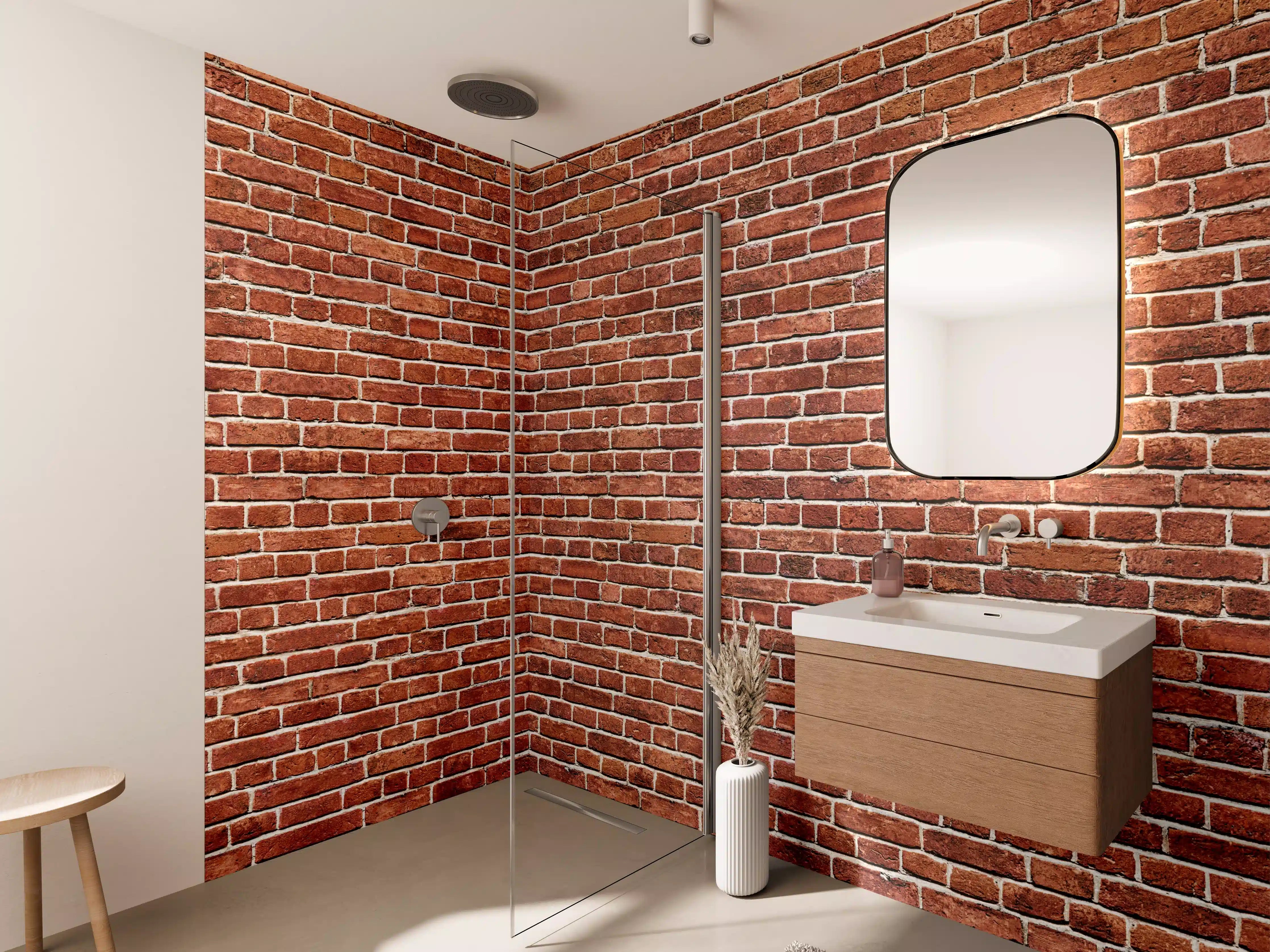 Wandverkleidung Bad - Alter rote Backsteinmauer