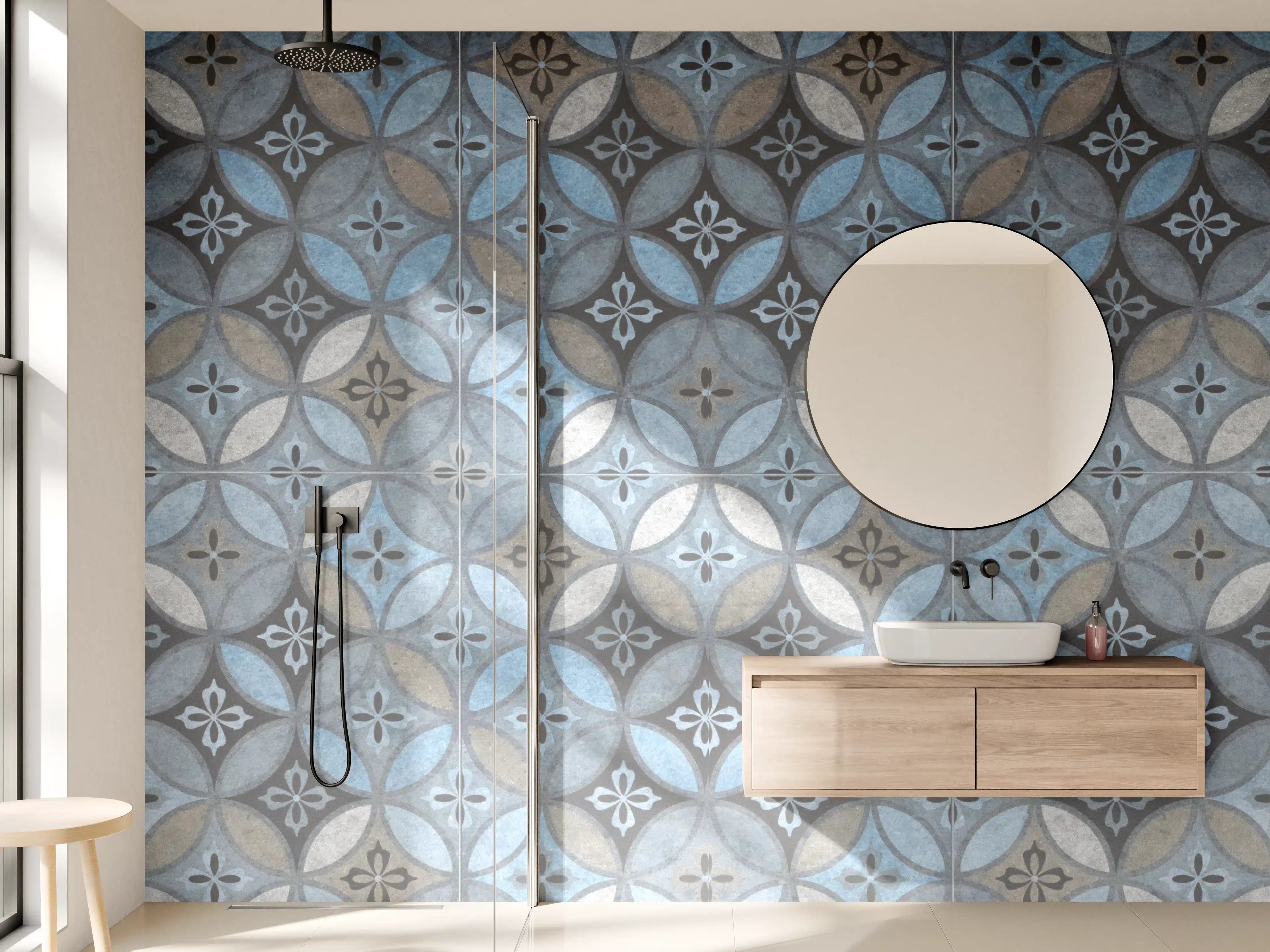 Wandverkleidung Bad - Altes Buntes Patchwork Mosaik Motiv