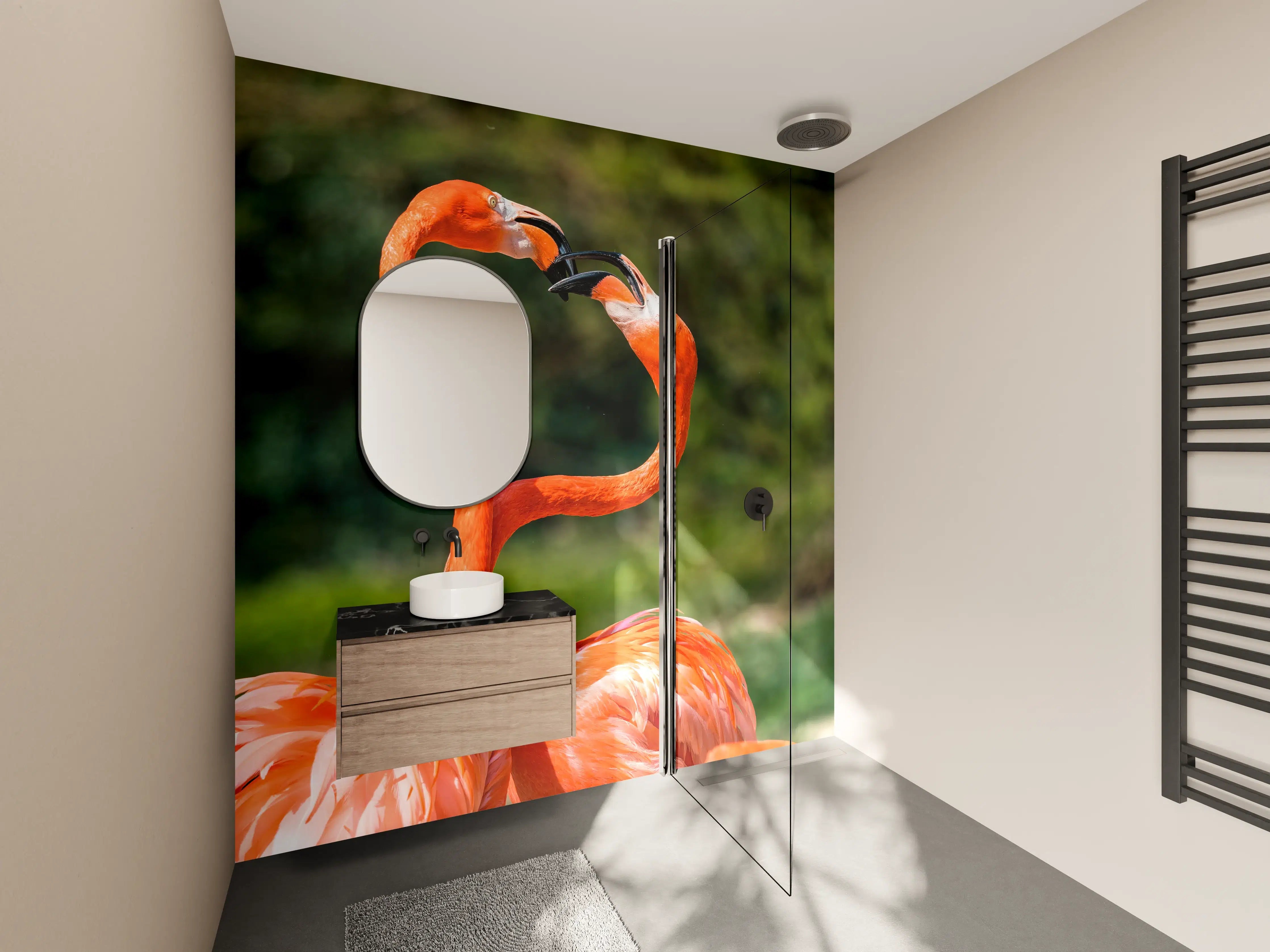 Wandverkleidung Bad - Amerikanisches Flamingo-Paar