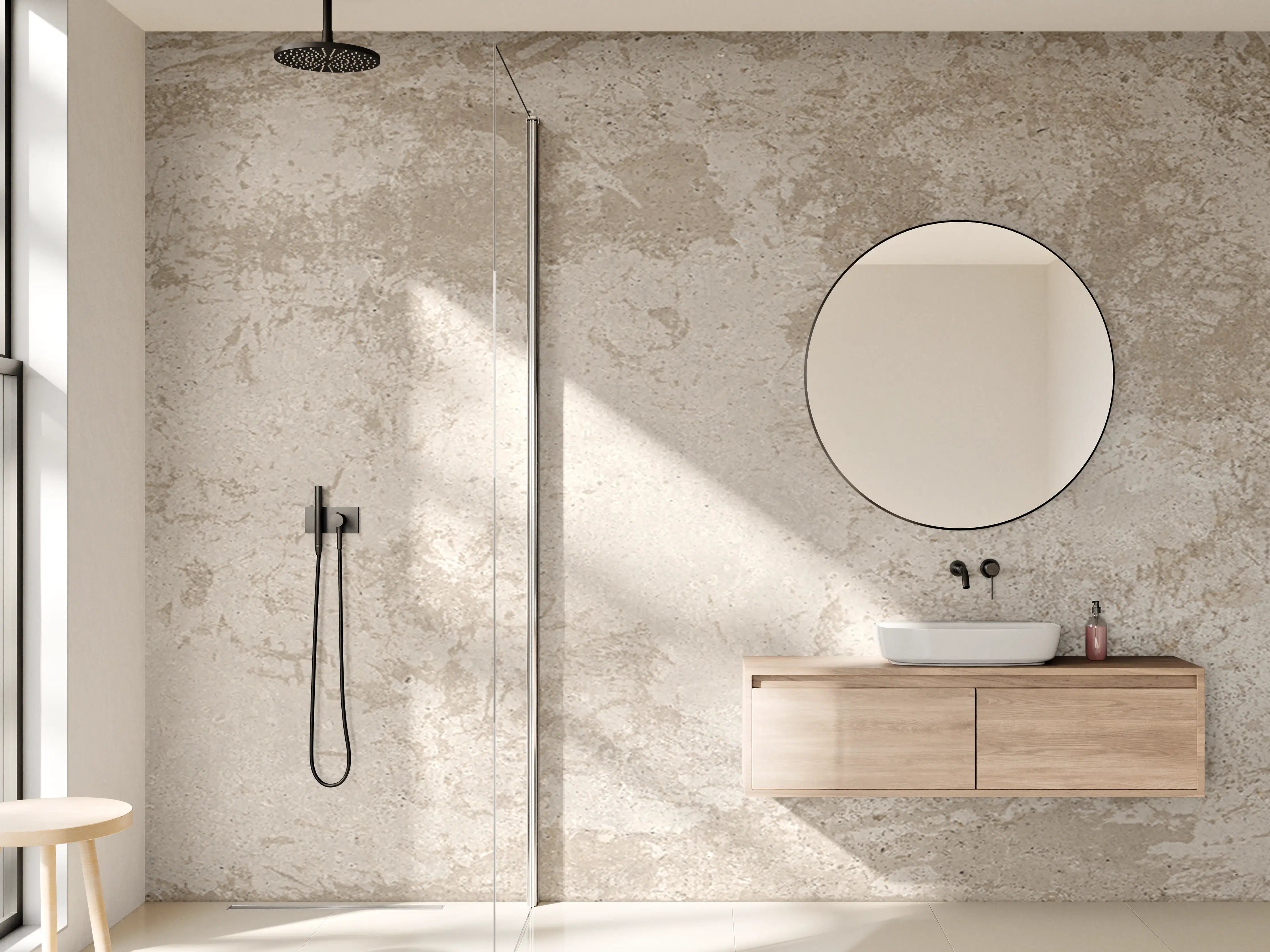 Wandverkleidung Bad - Antik beige Betonwand