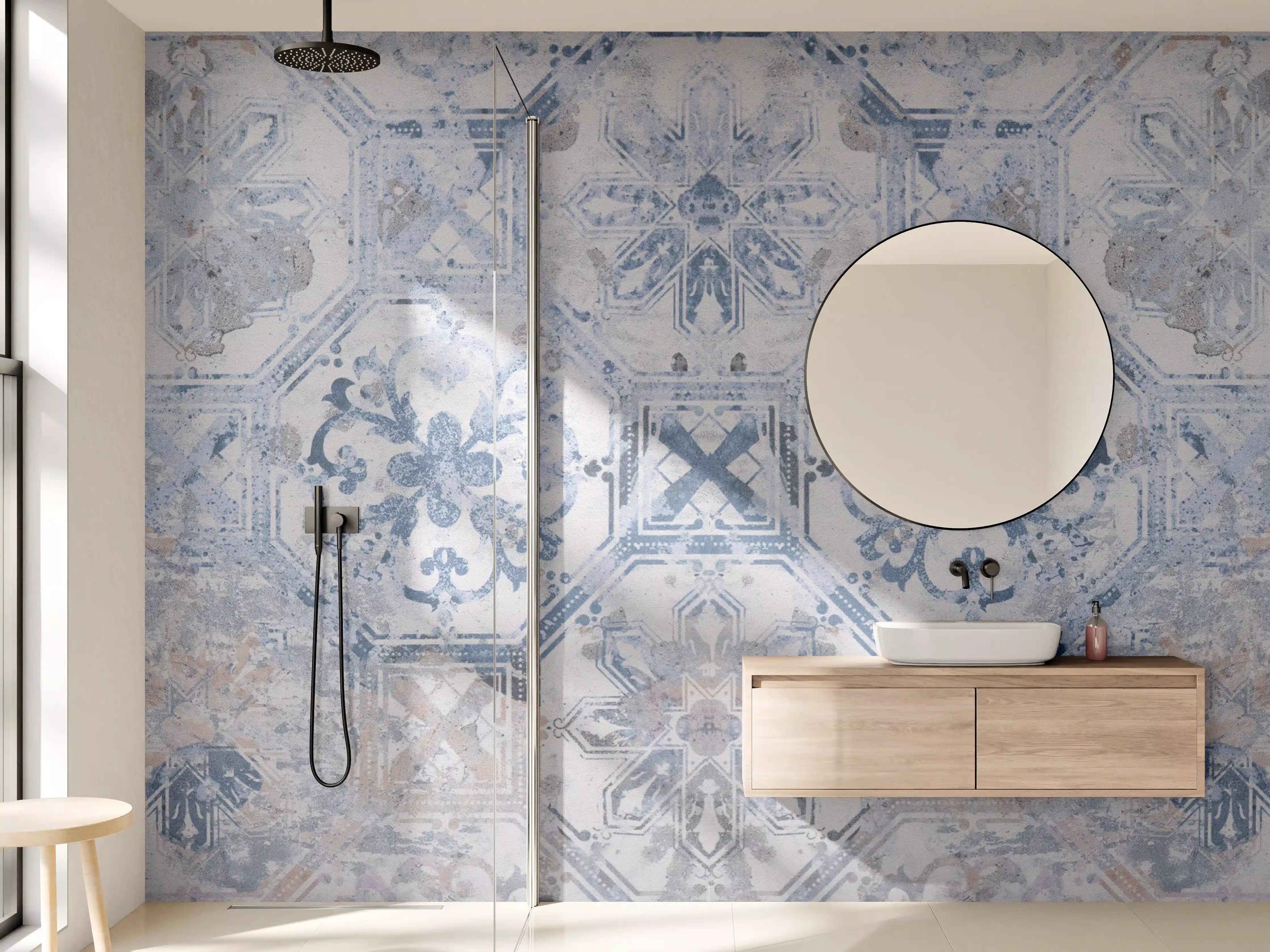 Wandverkleidung Bad - Aquarall Vintage Fliesen