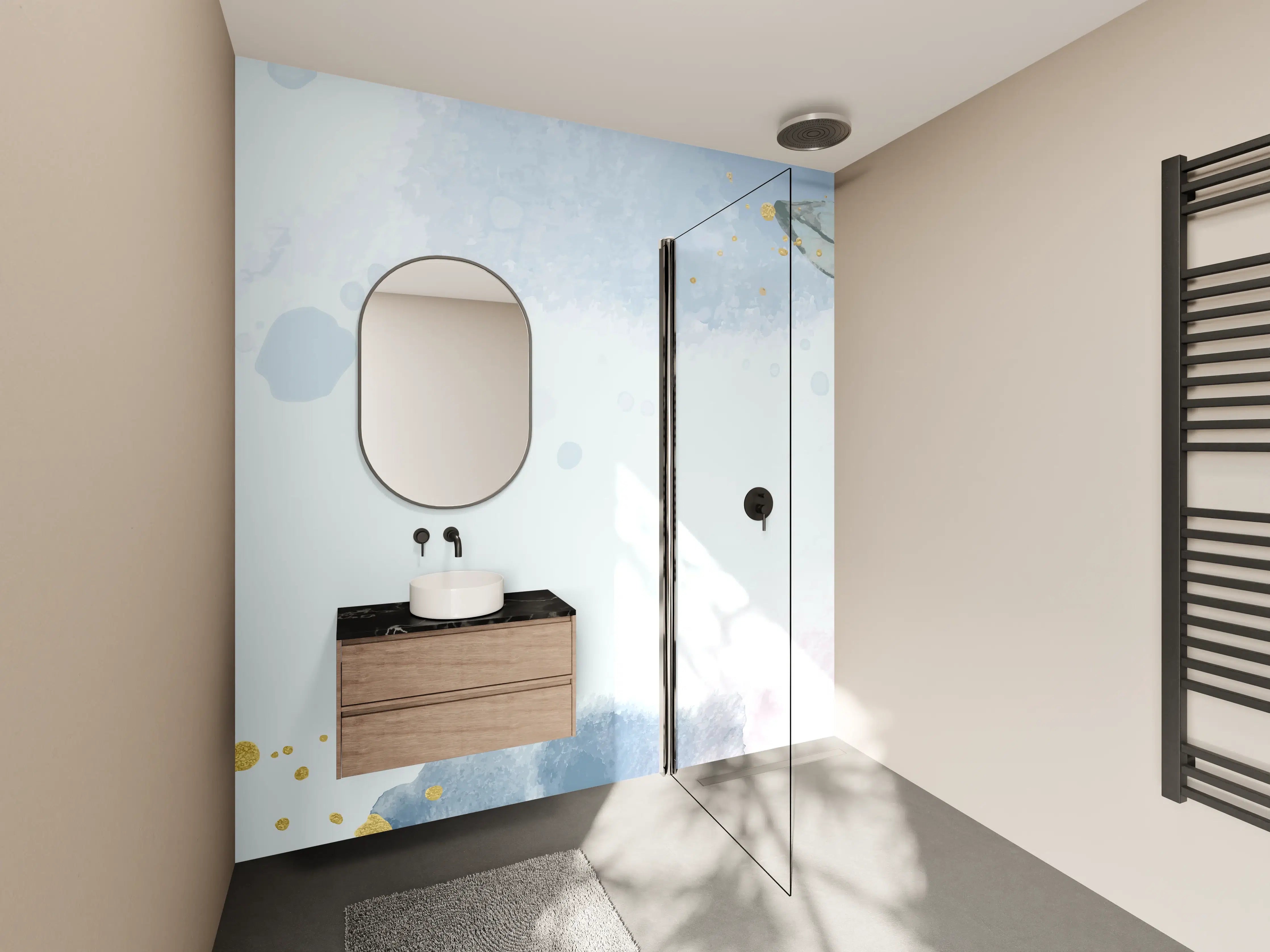 Wandverkleidung Bad - Aquarell Blüten Pastell