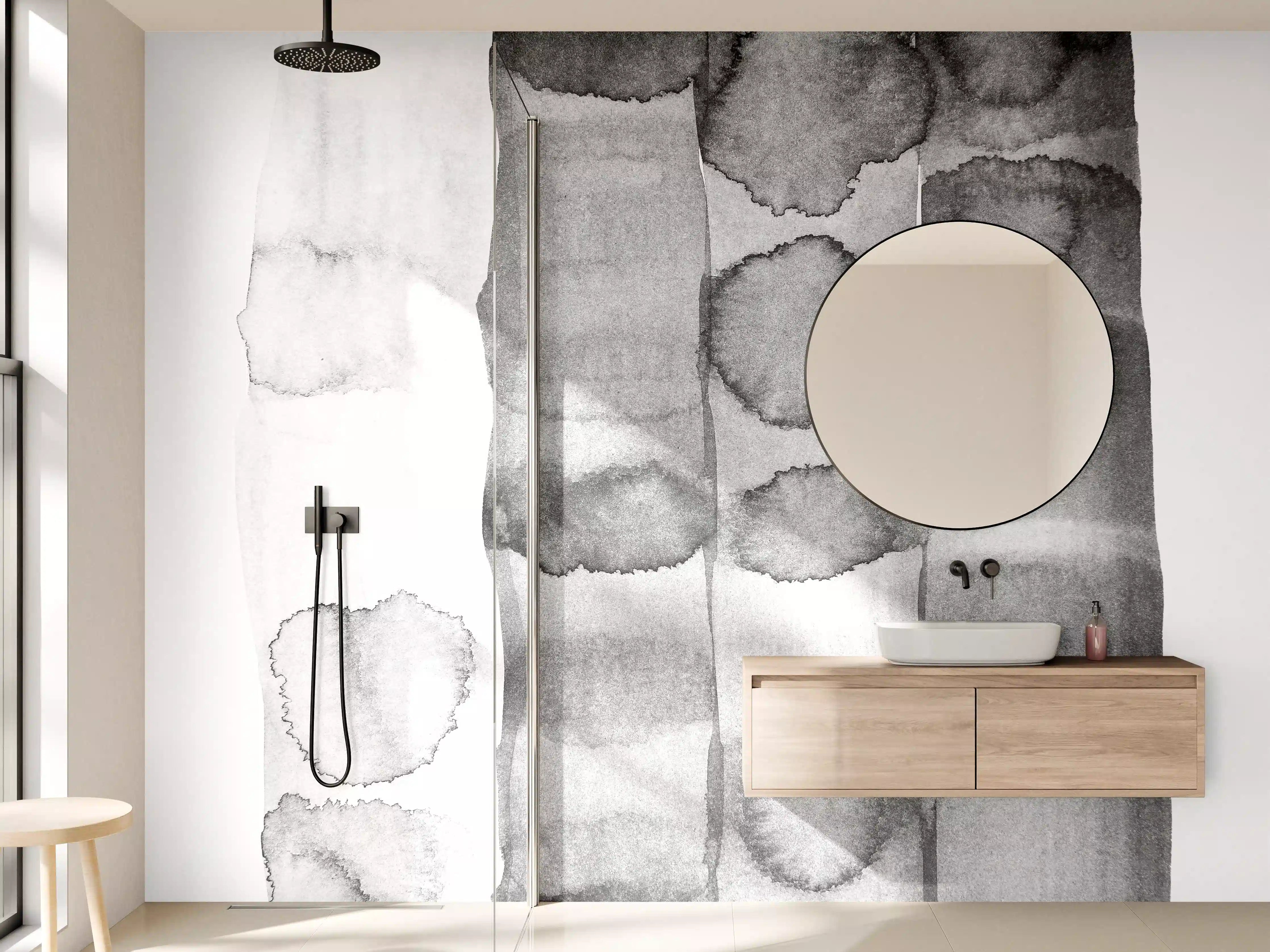Wandverkleidung Bad - Aquarell Muster in Grau