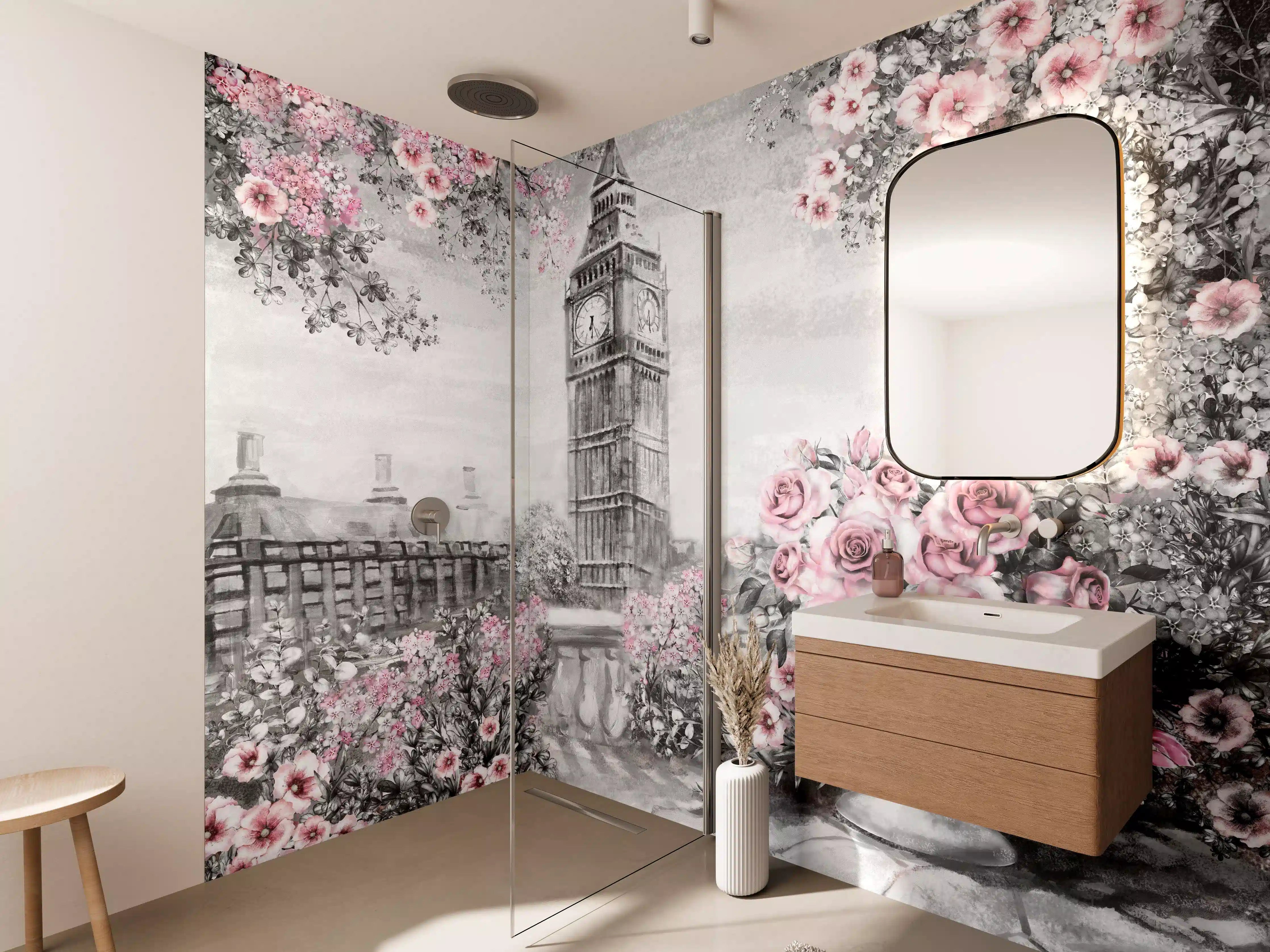 Wandverkleidung Bad - Aquarell des Big Ben
