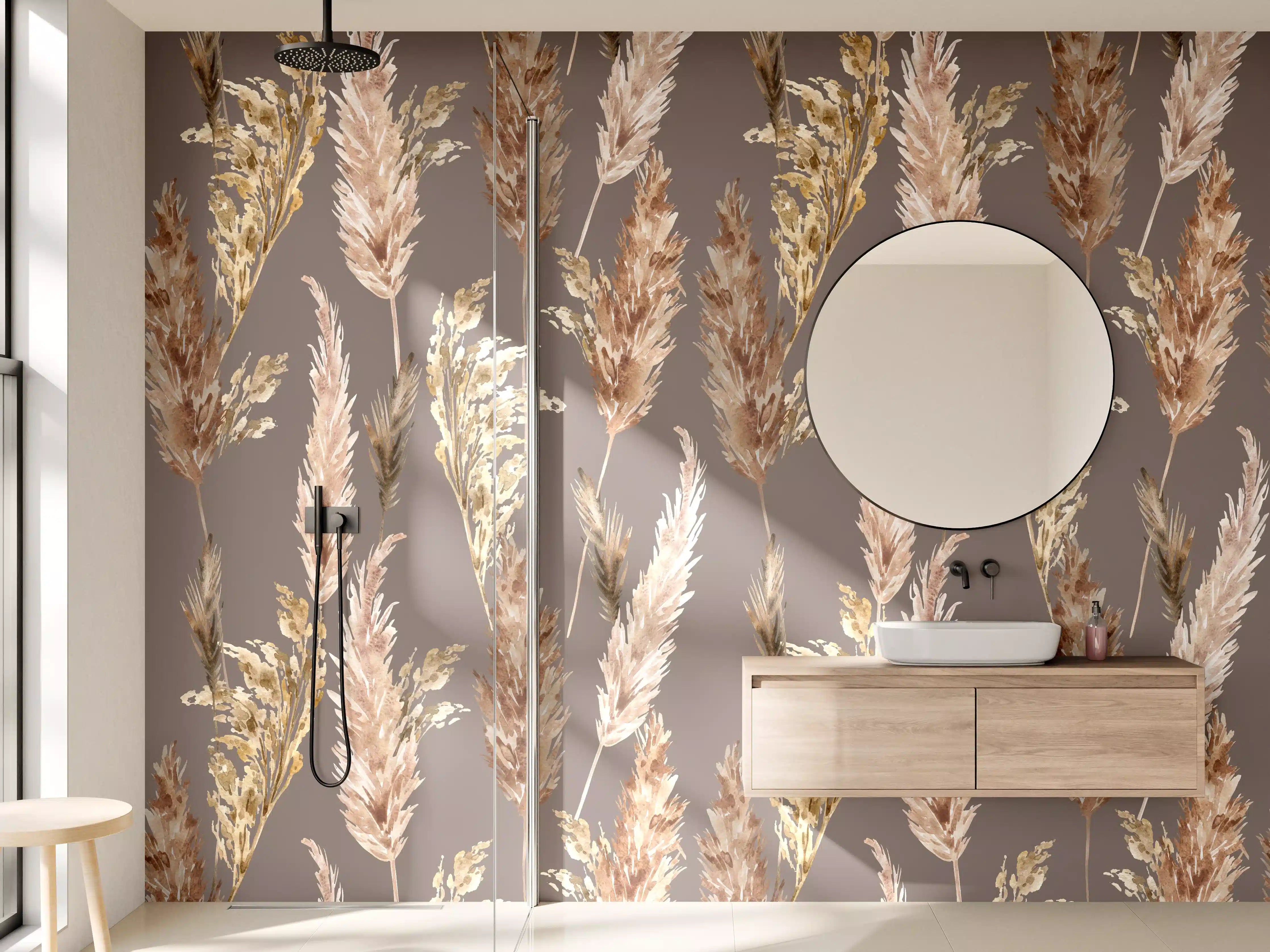 Wandverkleidung Bad - Aquarell floralen Muster