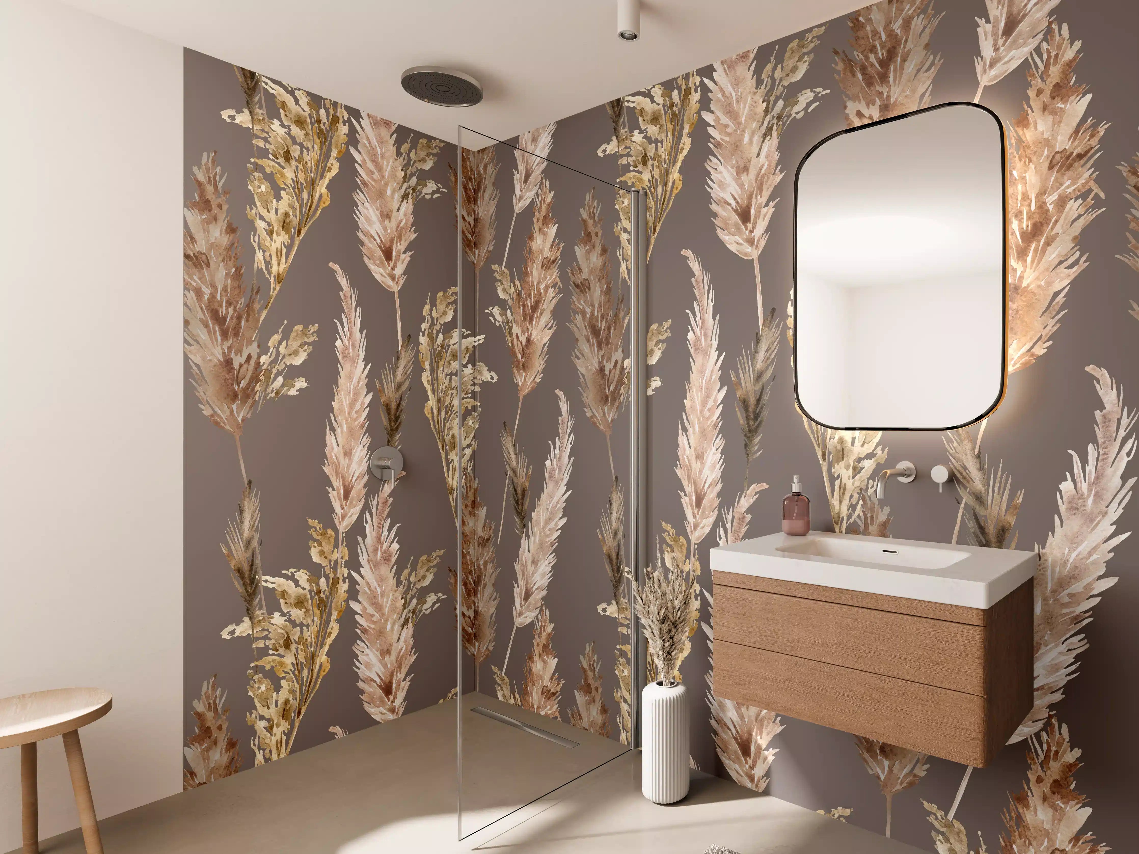 Wandverkleidung Bad - Aquarell floralen Muster