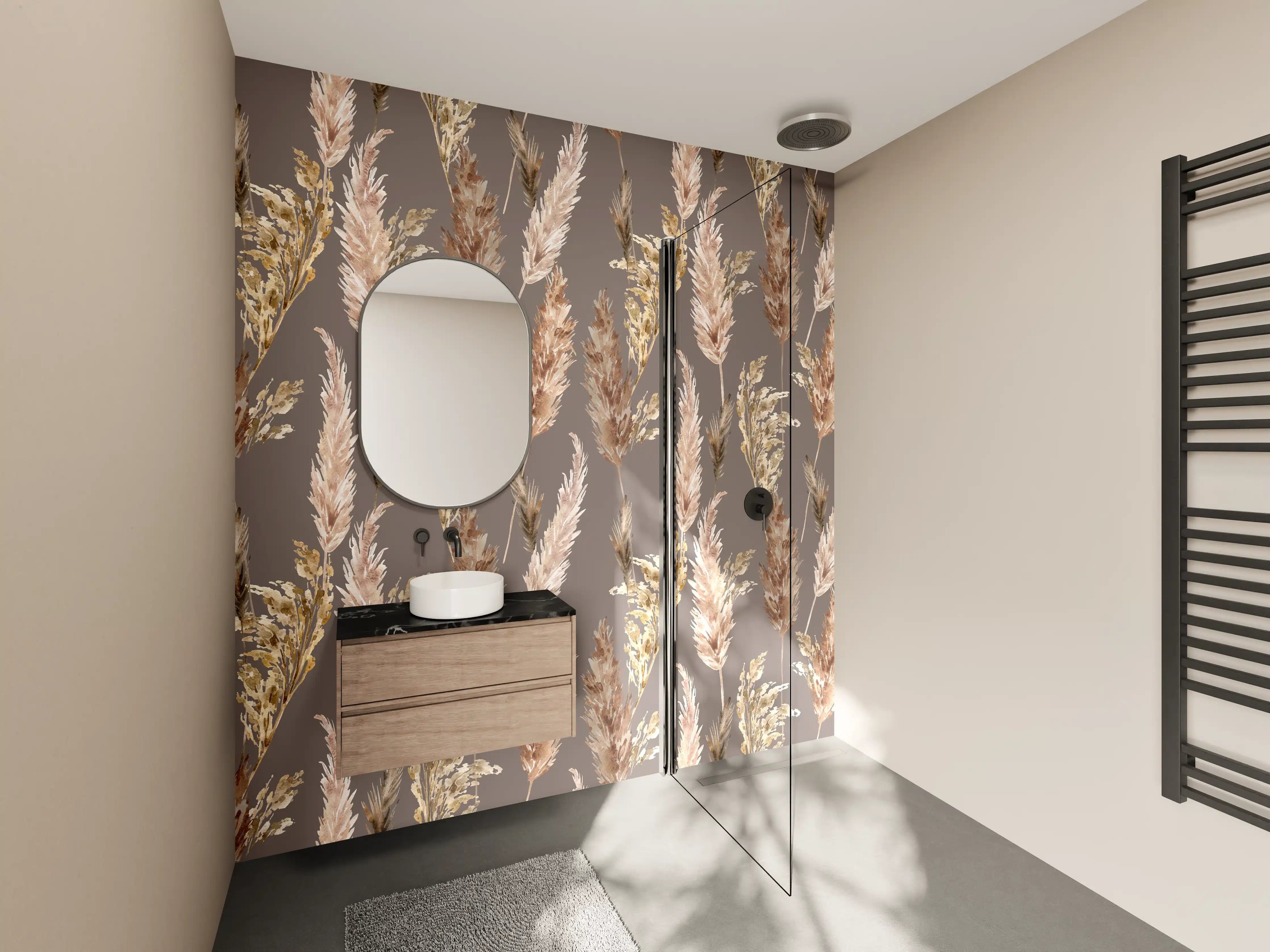 Wandverkleidung Bad - Aquarell floralen Muster