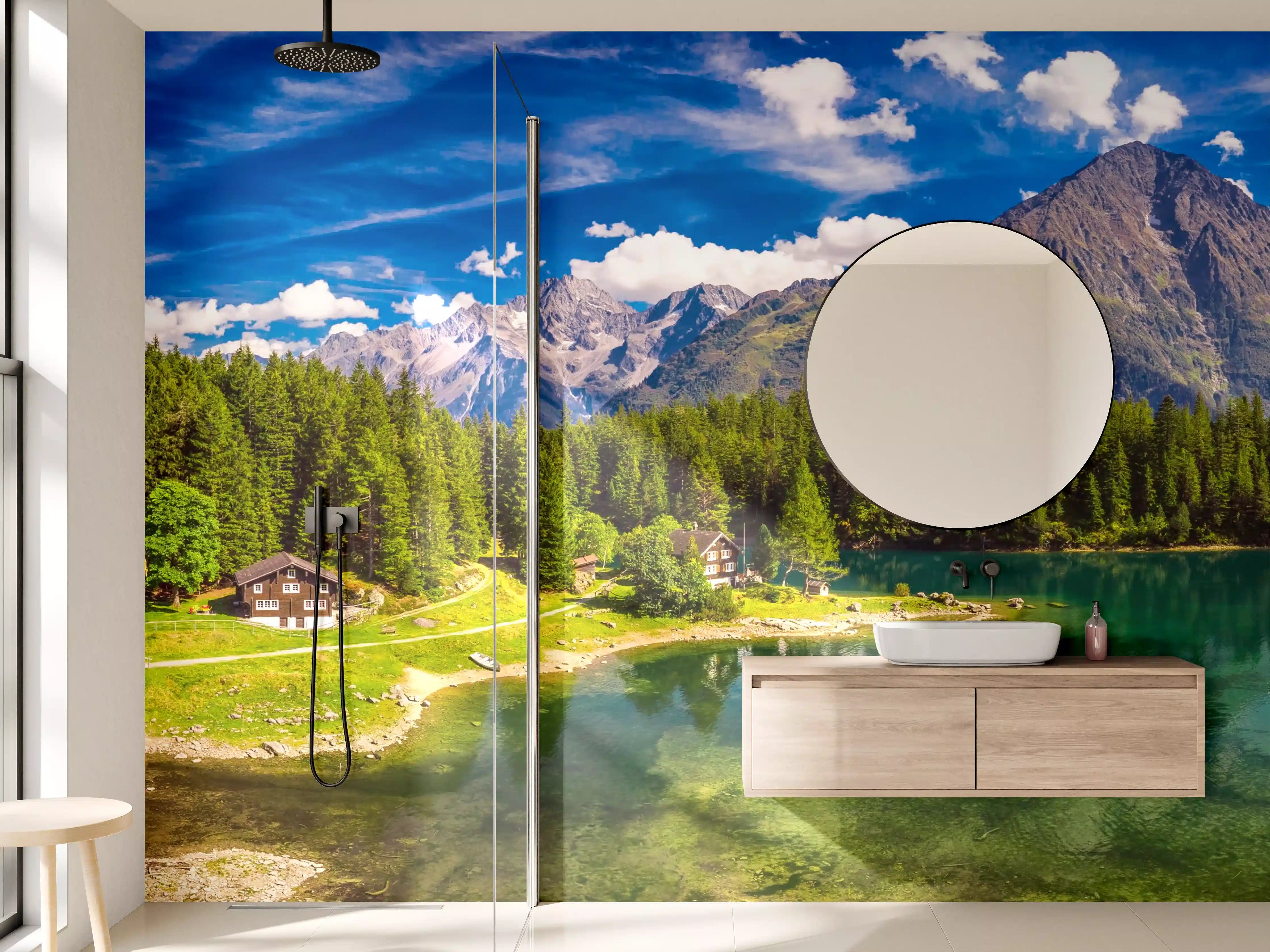 Wandverkleidung Bad - Arnisee mit Schweizer Alpen