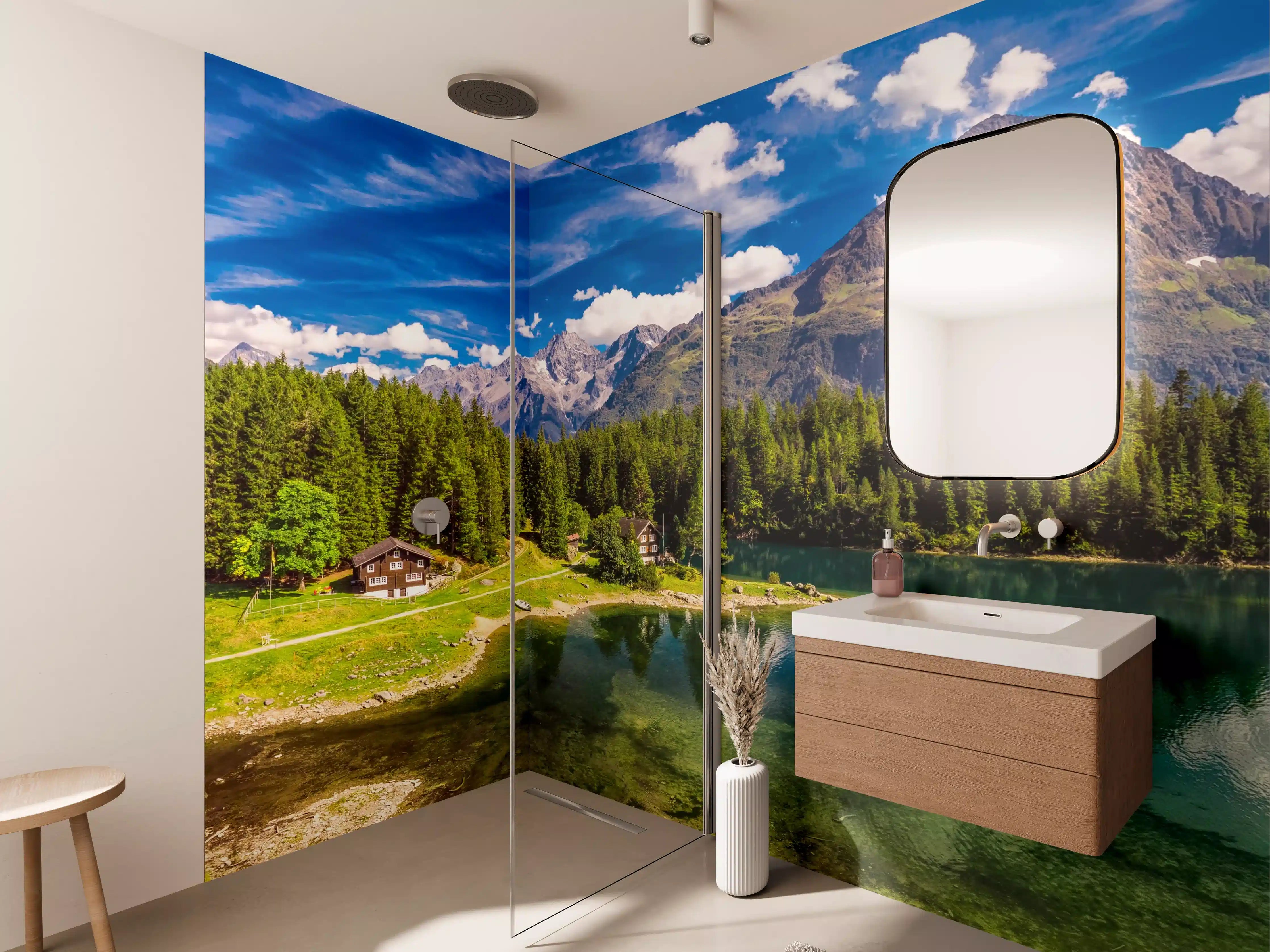 Wandverkleidung Bad - Arnisee mit Schweizer Alpen