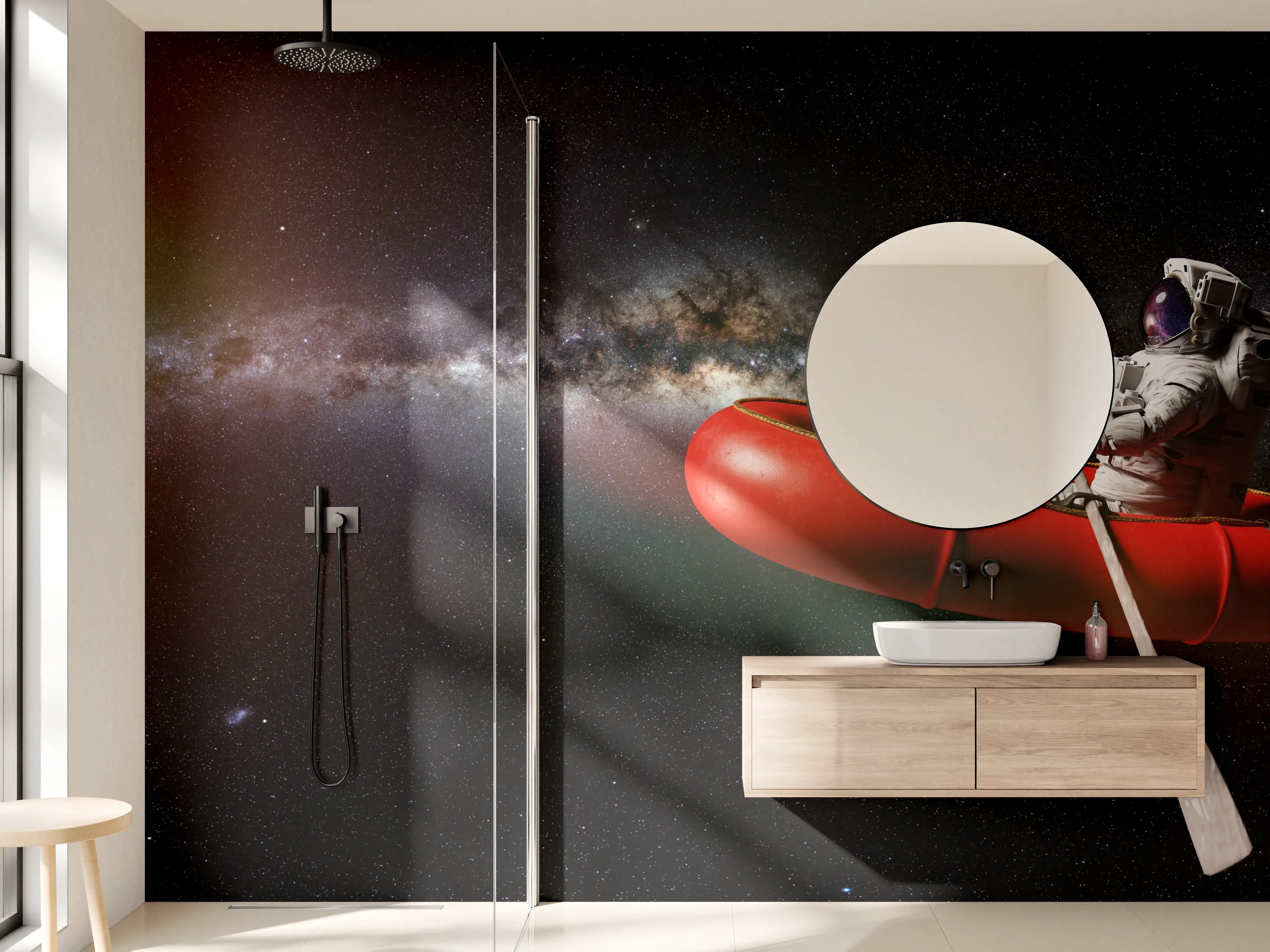 Wandverkleidung Bad - Astronaut in Space Schlauchboot