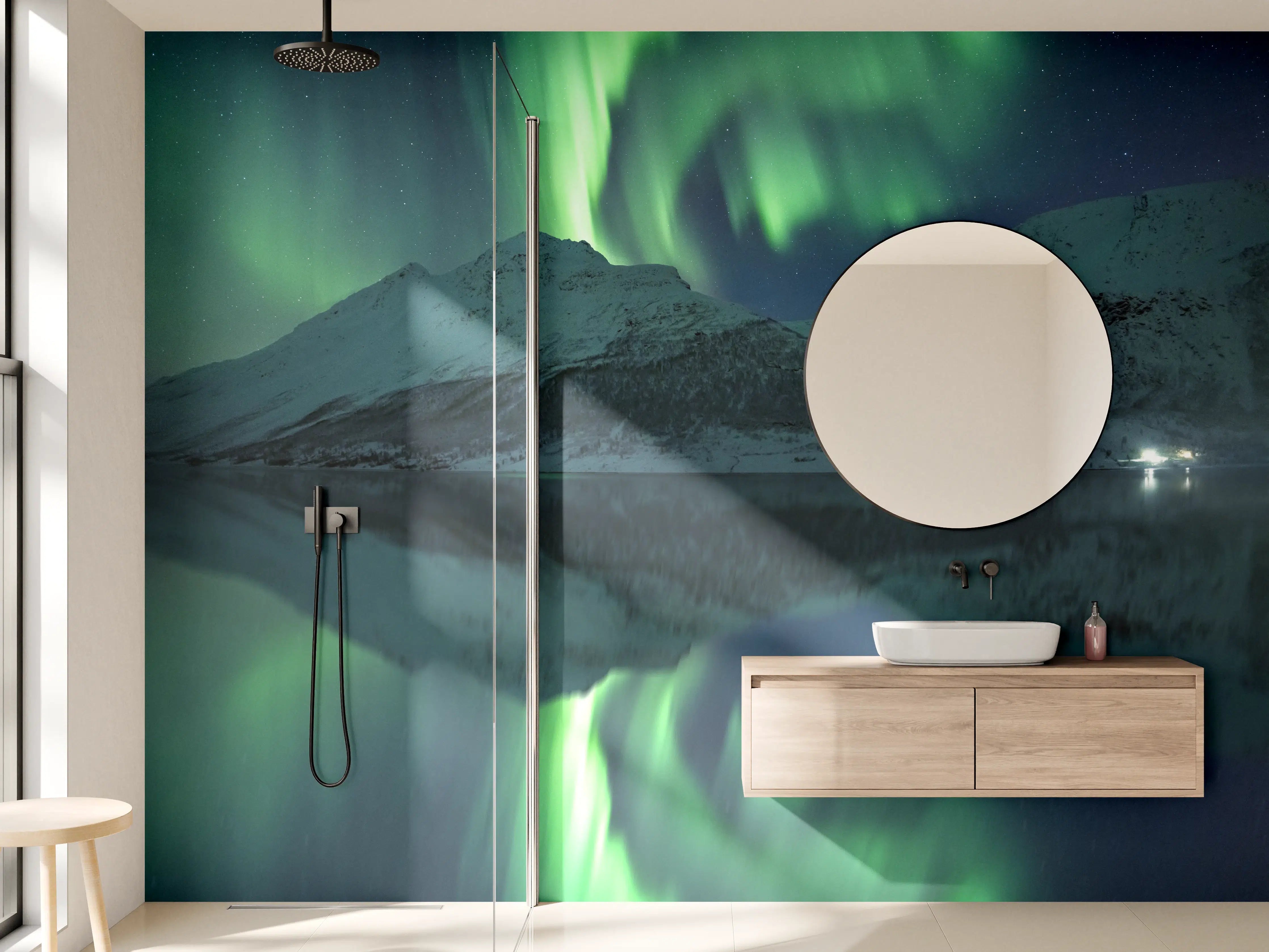 Wandverkleidung Bad - Aurora Borealis Reflexion