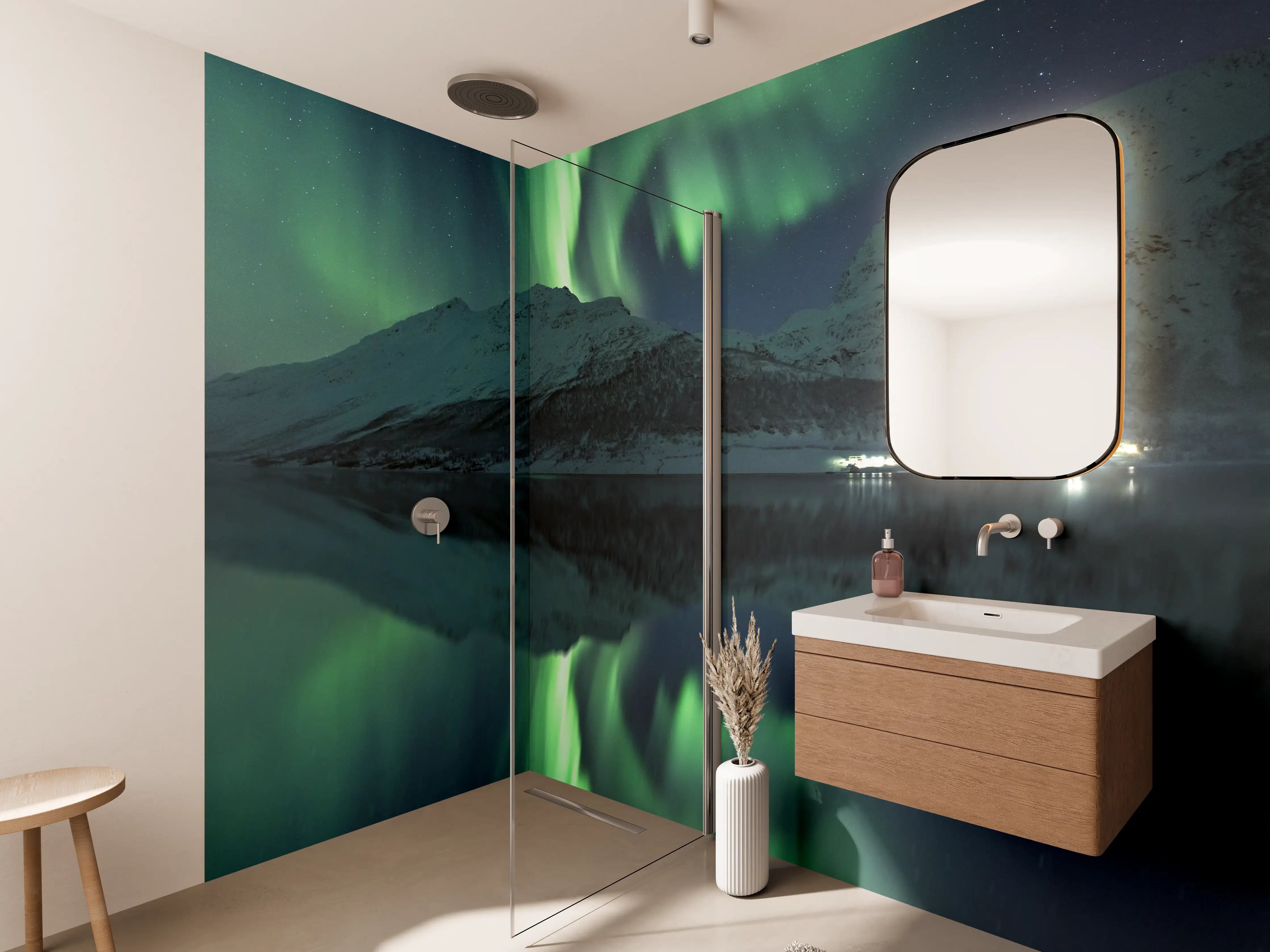 Wandverkleidung Bad - Aurora Borealis Reflexion
