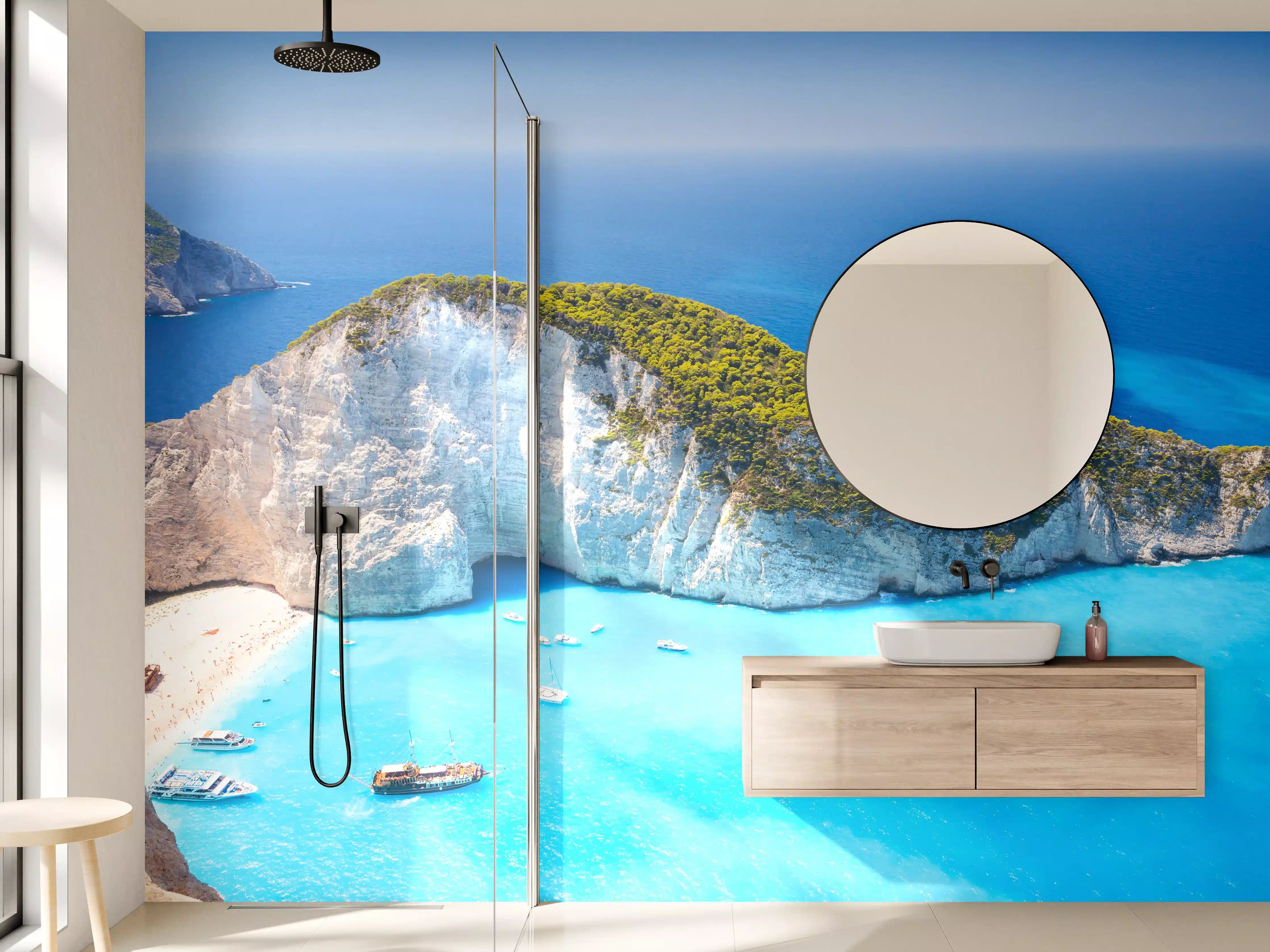 Wandverkleidung Bad - Ausblick auf Zakynthos Bucht