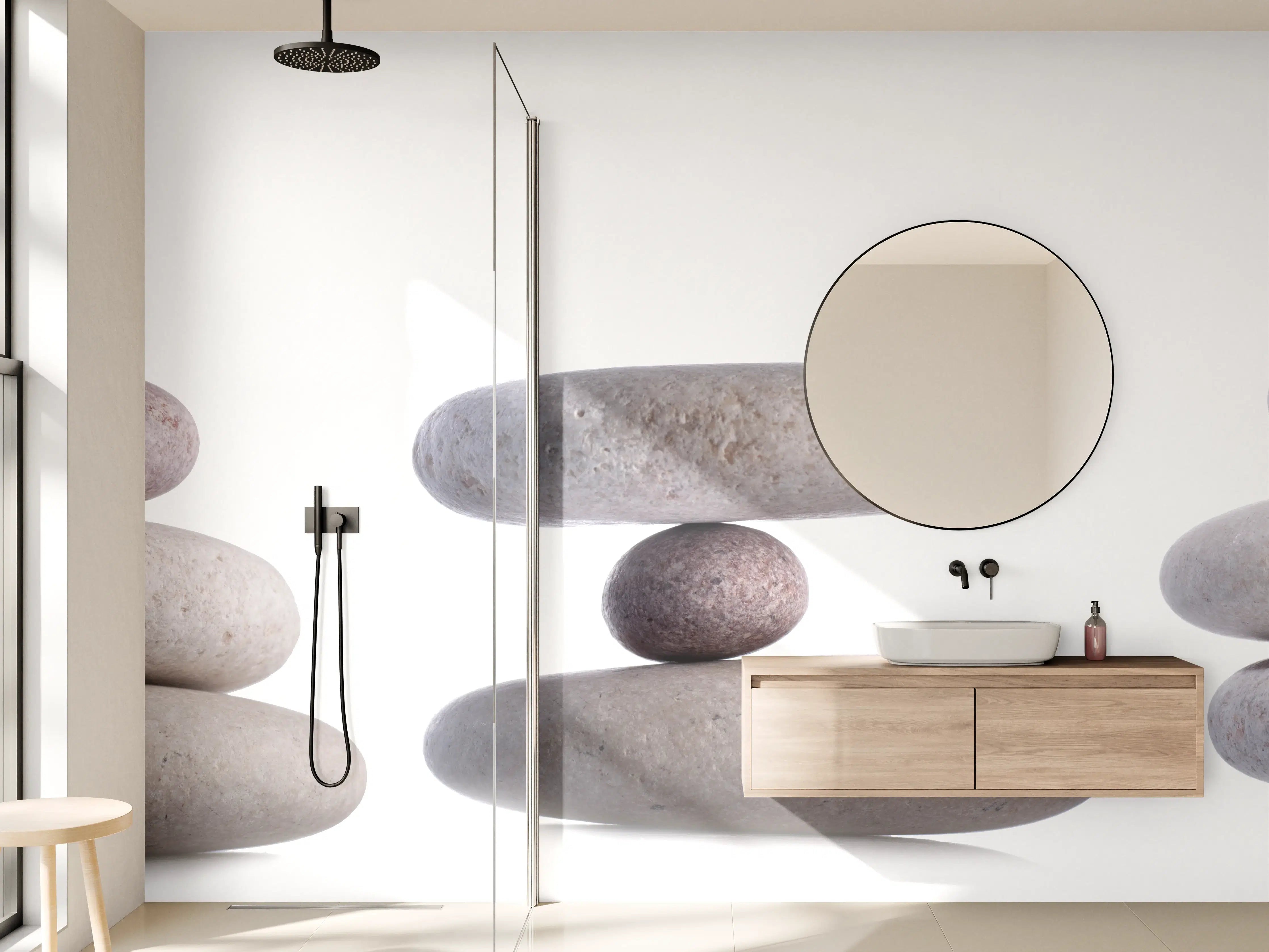 Wandverkleidung Bad - Ausgeglichene Steine-Serie im minimalistischen Design