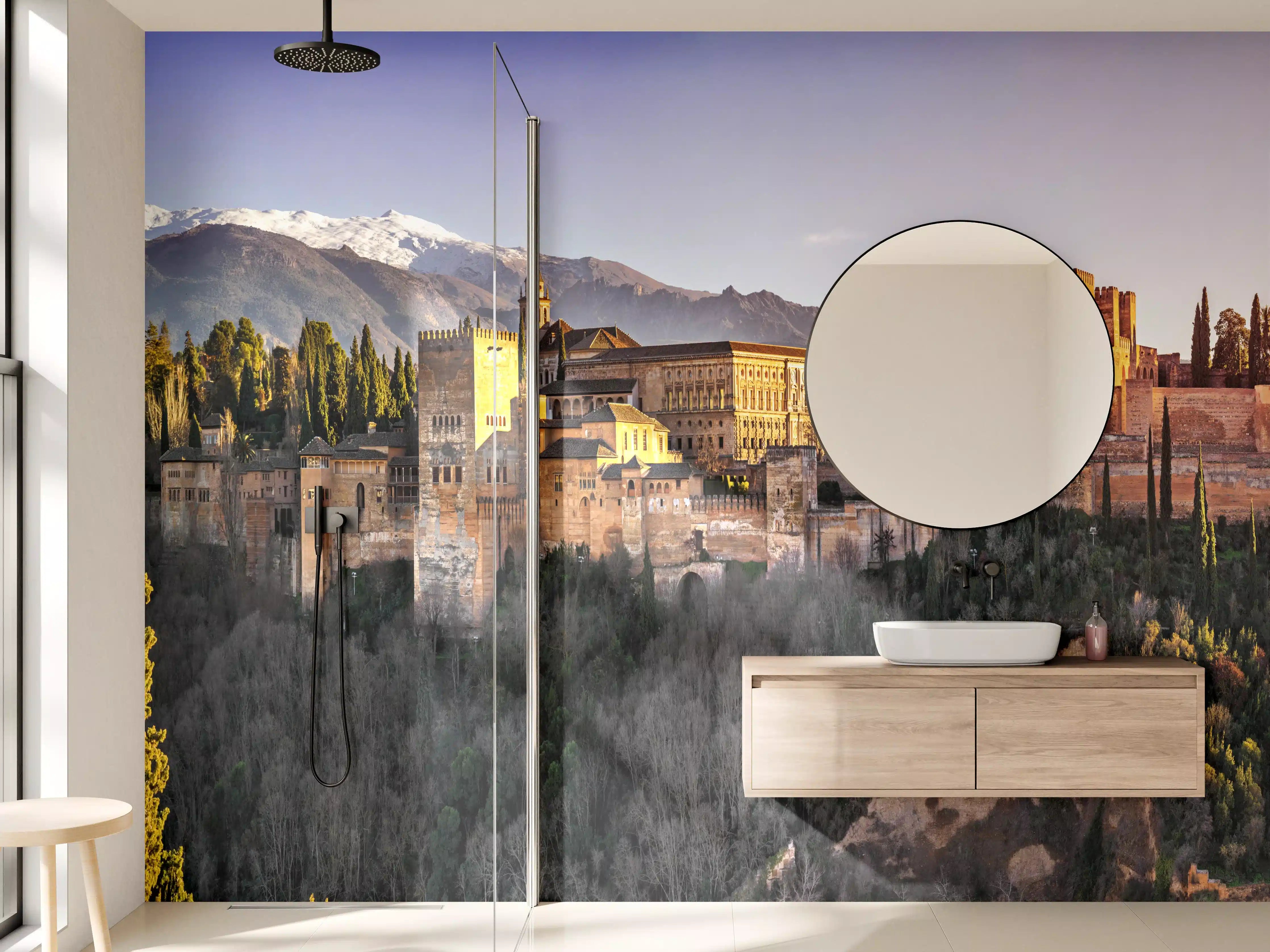 Wandverkleidung Bad - Aussicht auf Alhambra mit Comares-Turm