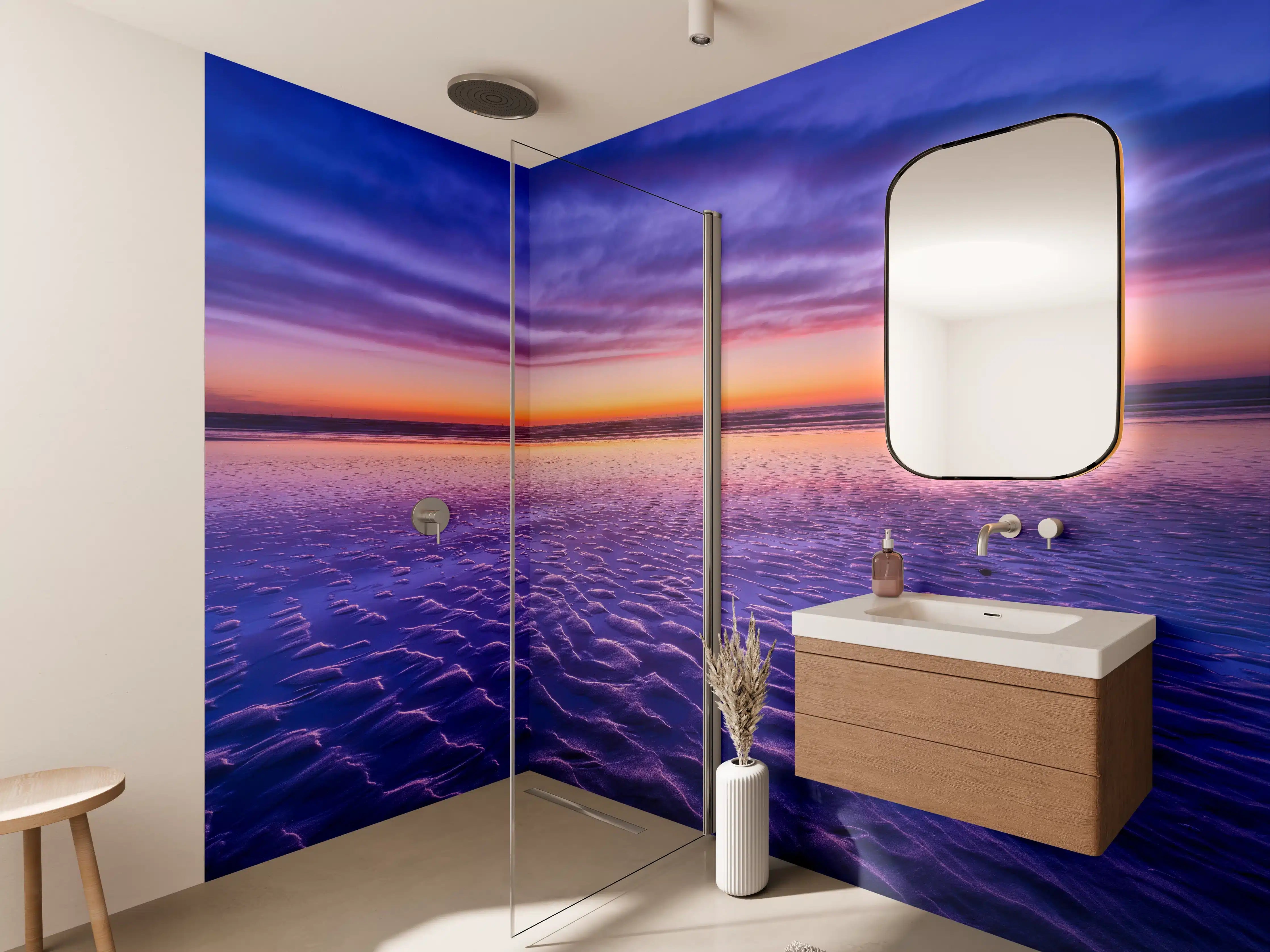 Wandverkleidung Bad - Azurblauer Himmel über stiller Meeresbucht