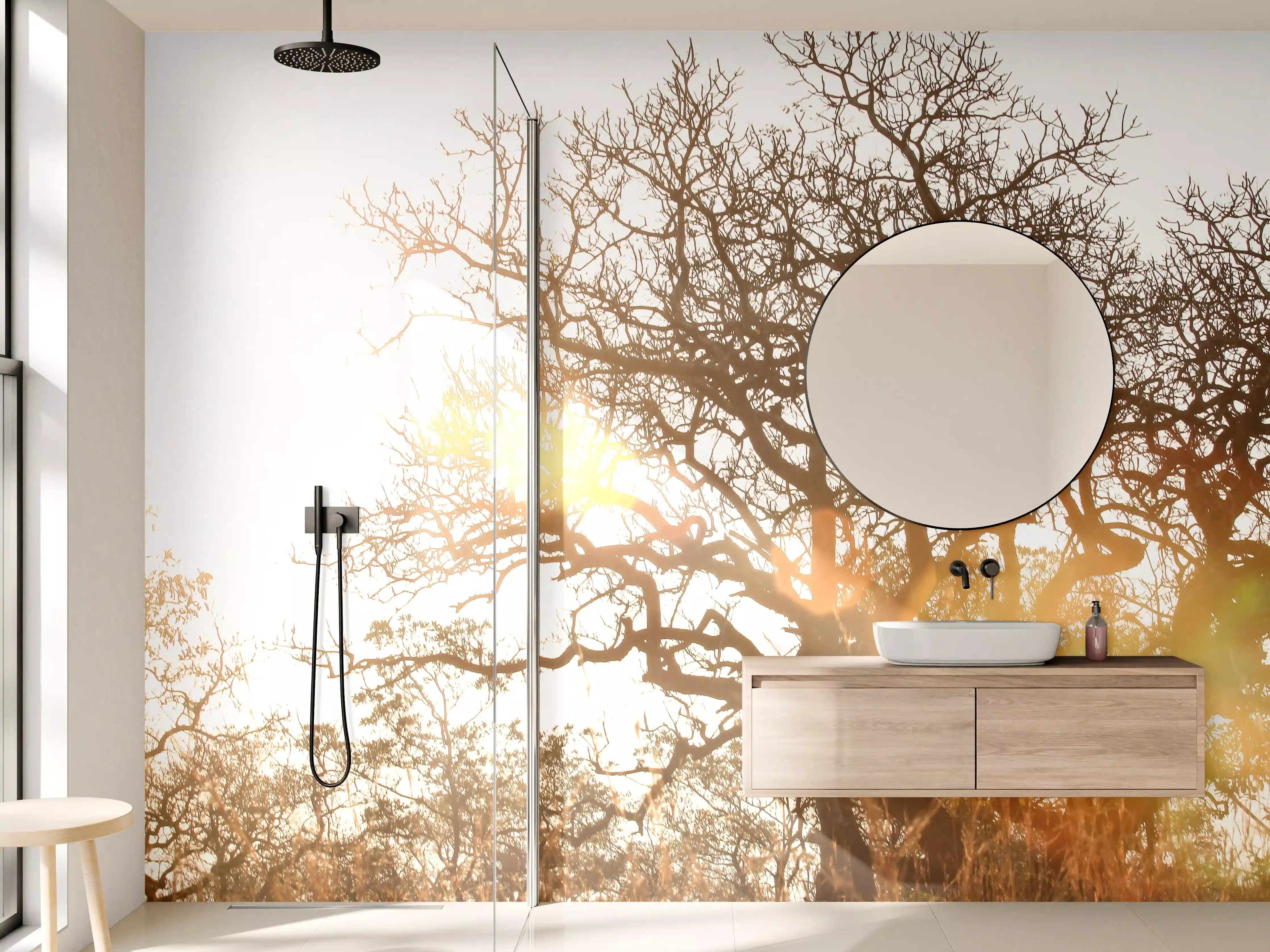 Wandverkleidung Bad - Baum im Feld
