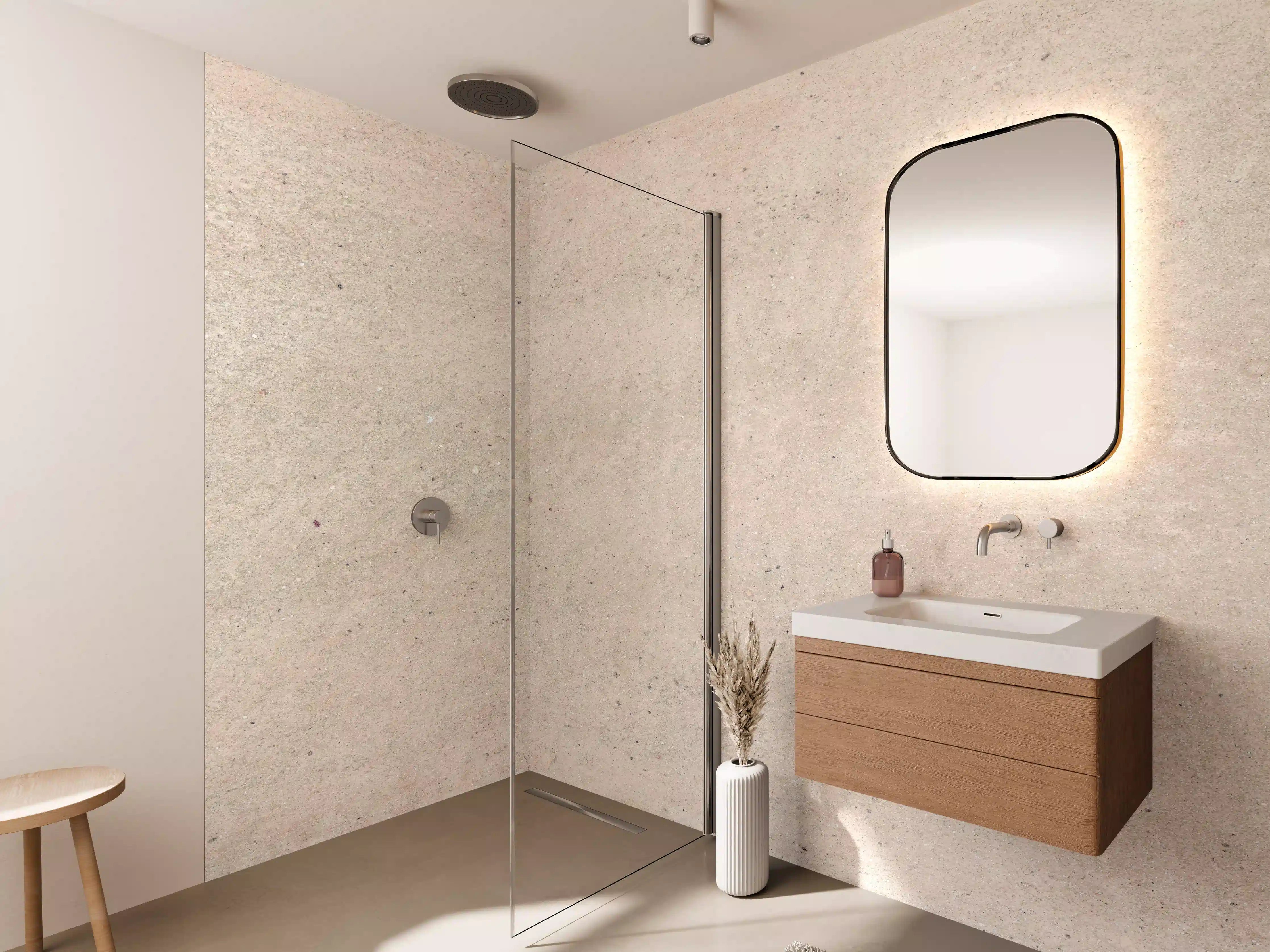 Wandverkleidung Bad - Beige Betonhintergrund
