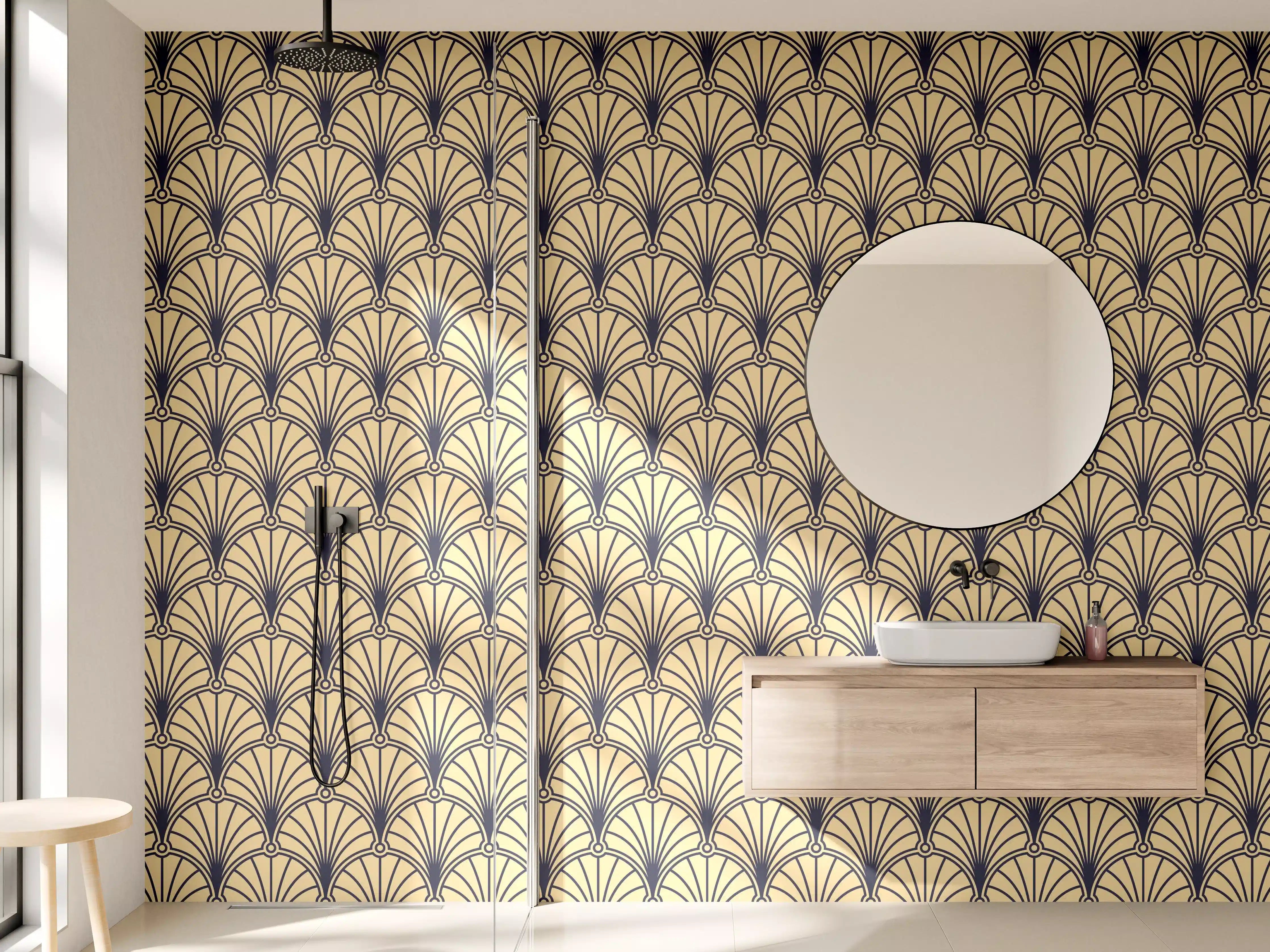 Wandverkleidung Bad - Beige Braune Webstruktur