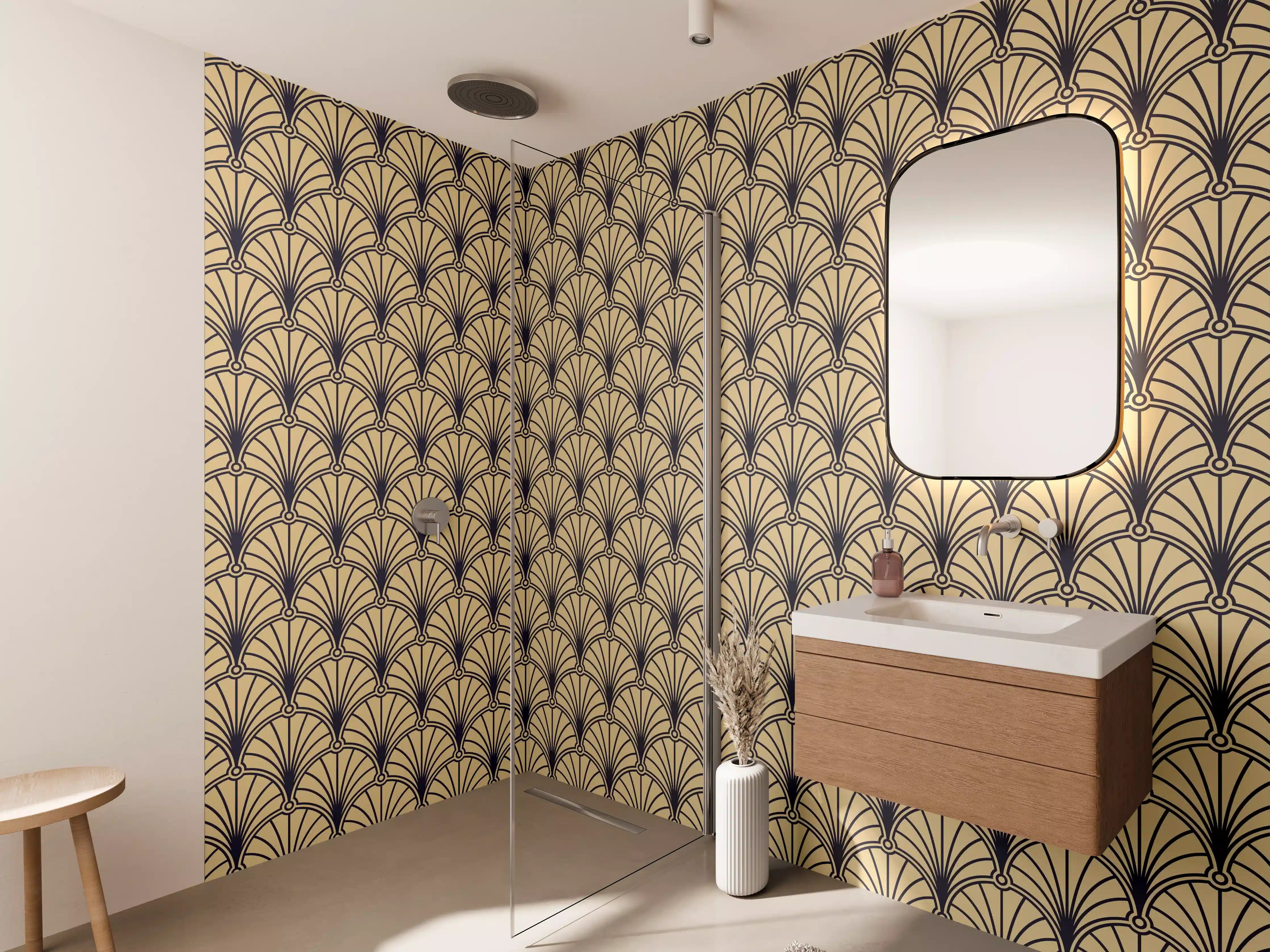 Wandverkleidung Bad - Beige Braune Webstruktur