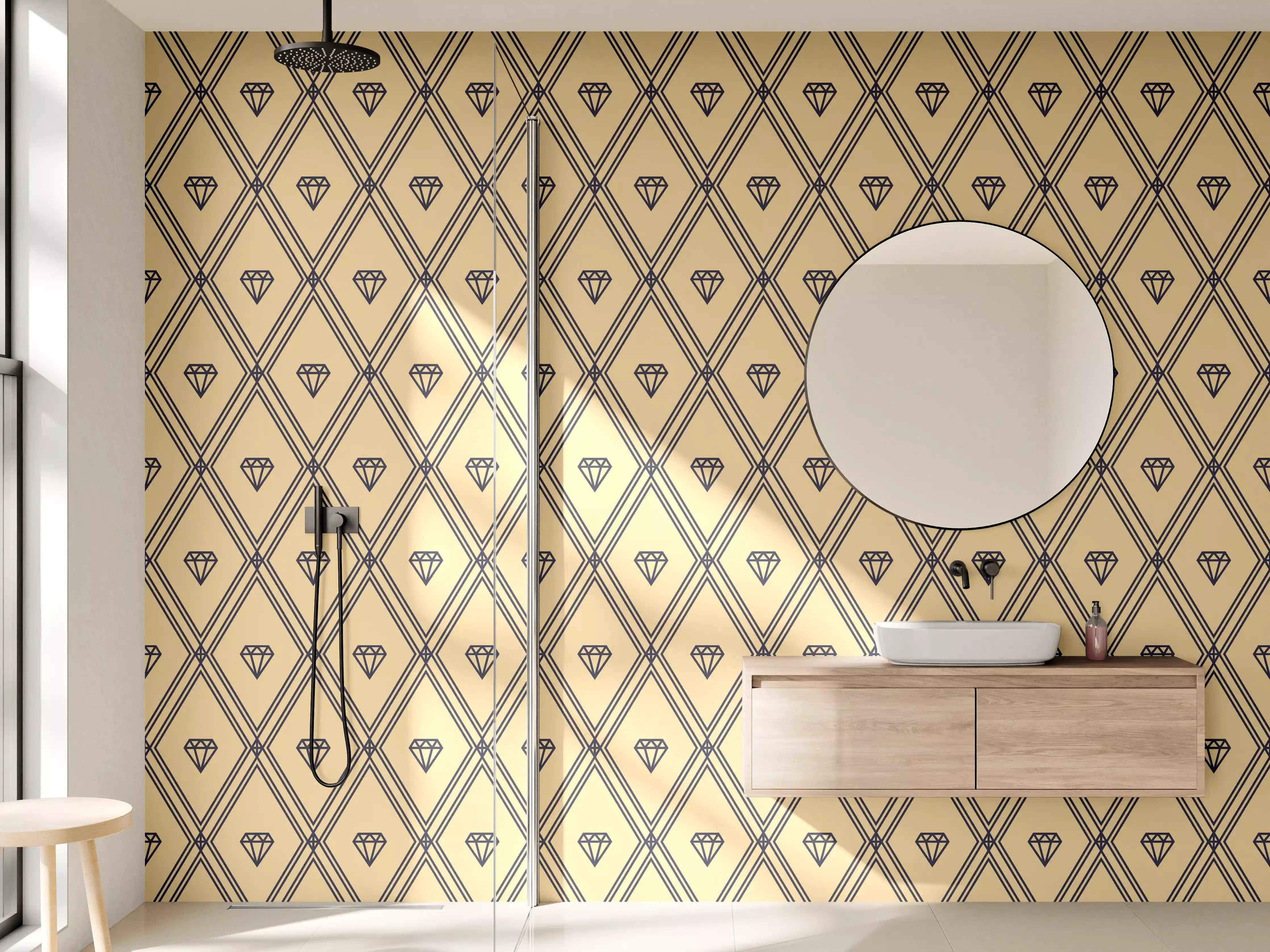 Wandverkleidung Bad - Beige Diamantmuster Design