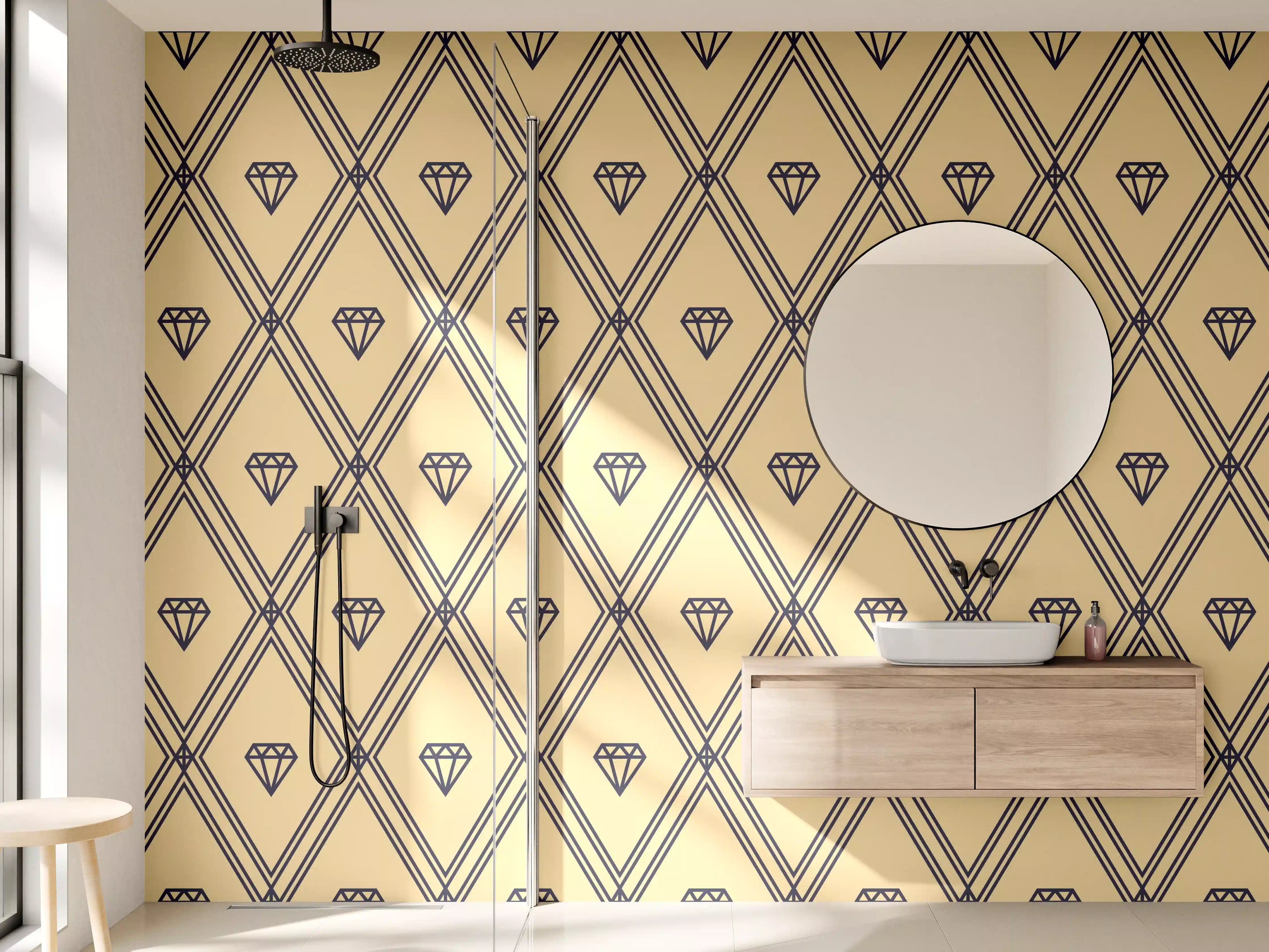 Wandverkleidung Bad - Beige-Gelbes Grafik-Muster