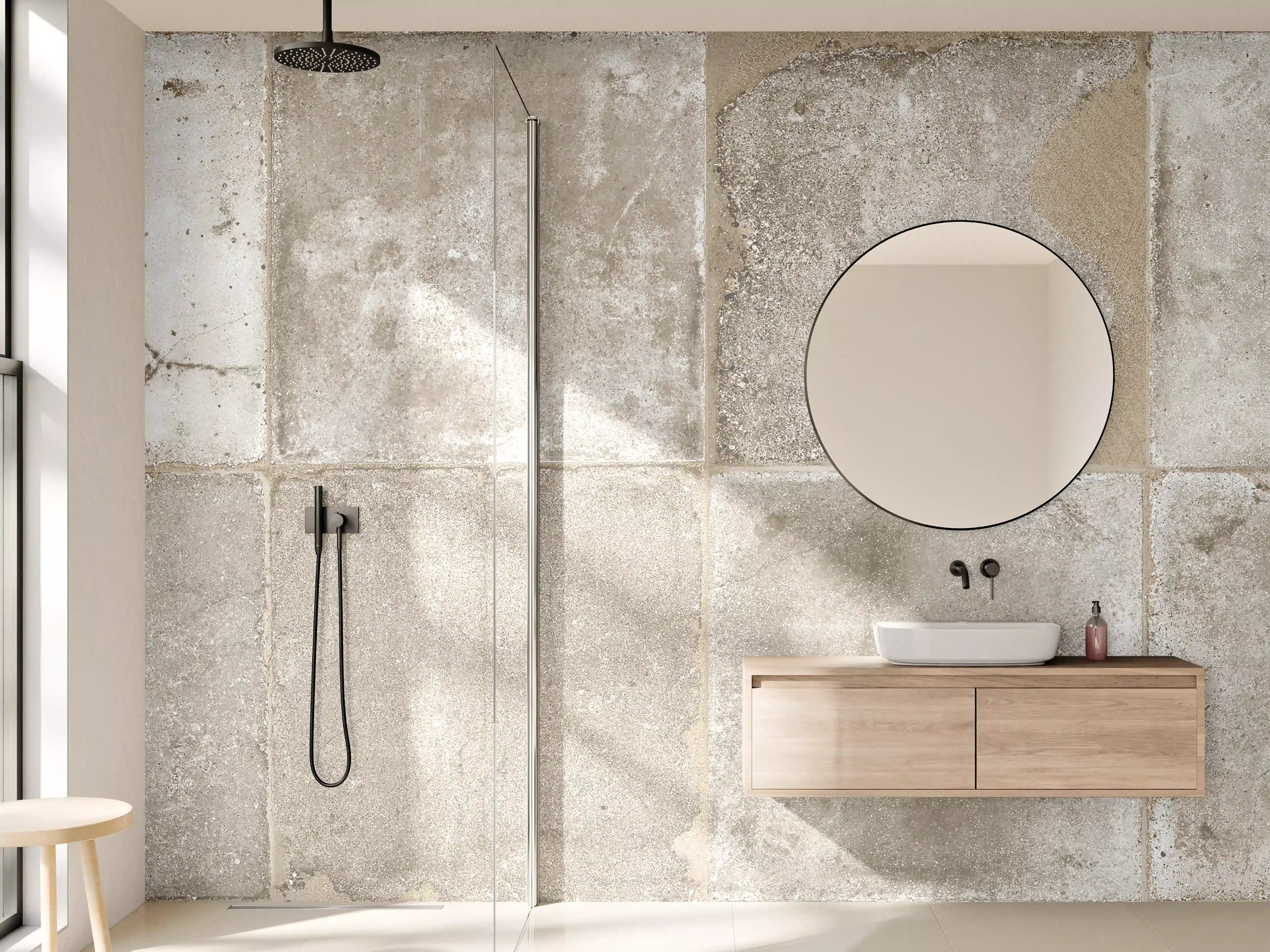 Wandverkleidung Bad - Beige Grau Steinwand-Textur