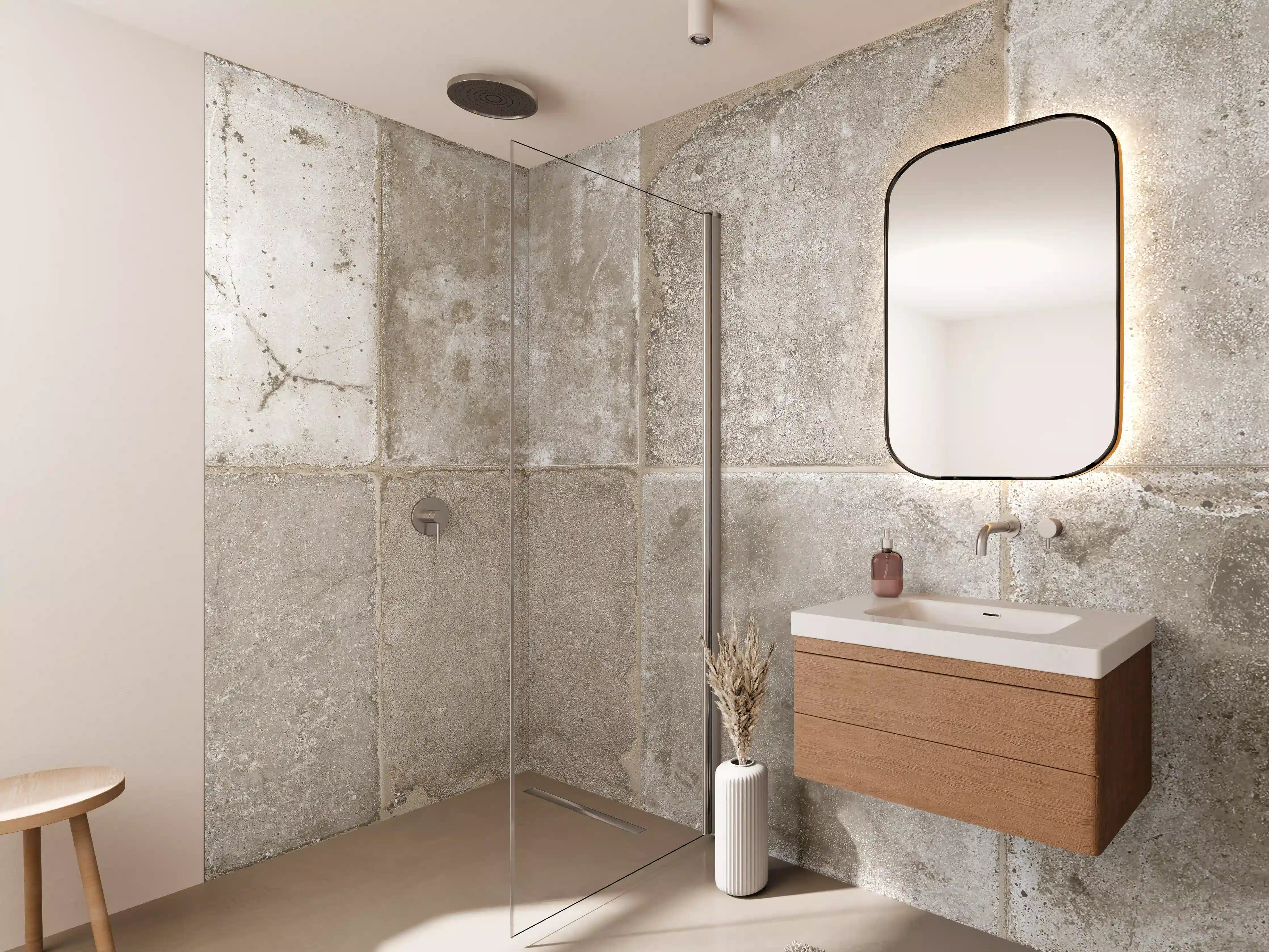 Wandverkleidung Bad - Beige Grau Steinwand-Textur